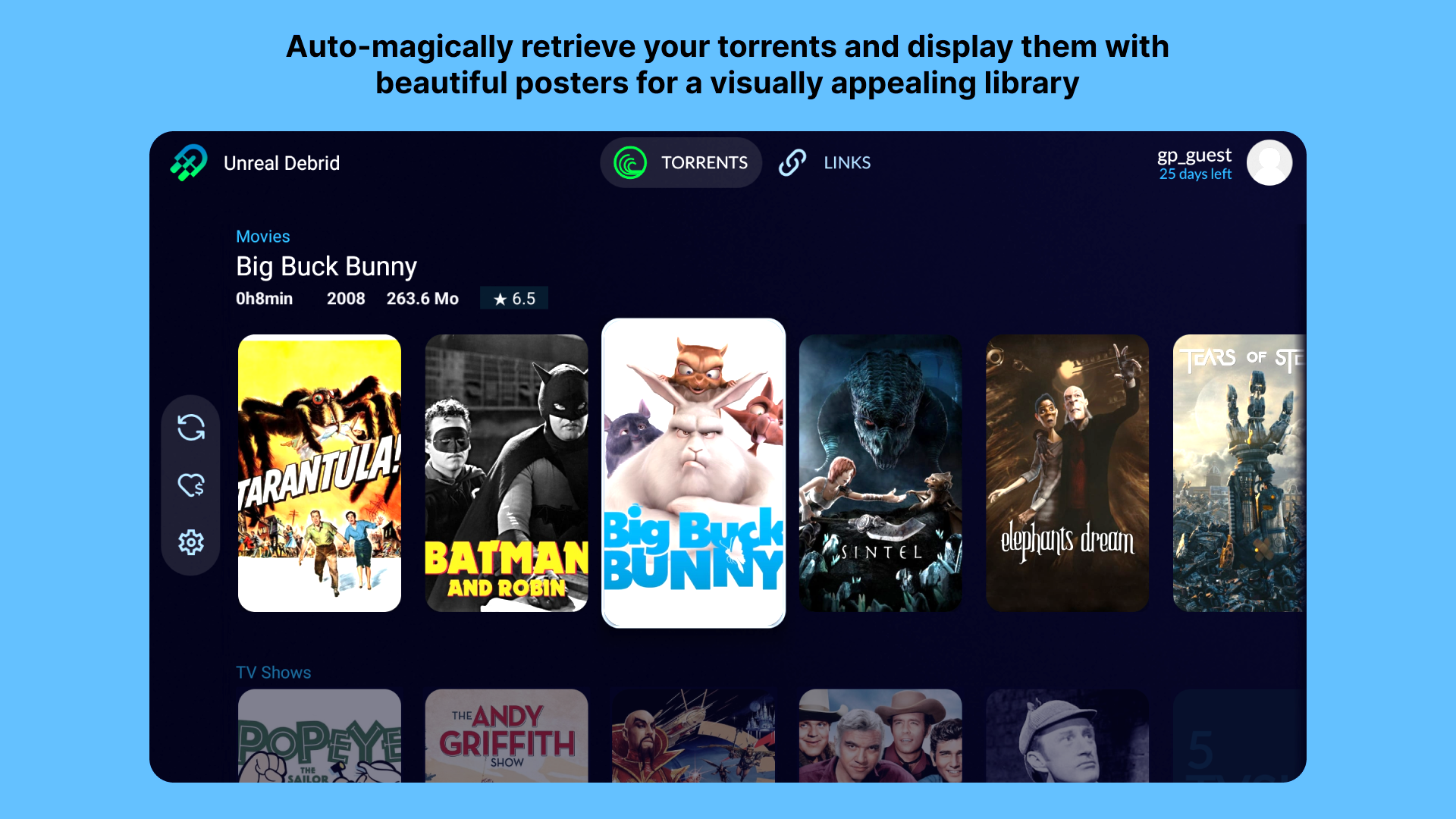 اسکرین شات 1 برنامه Unreal Debrid: Stream torrents