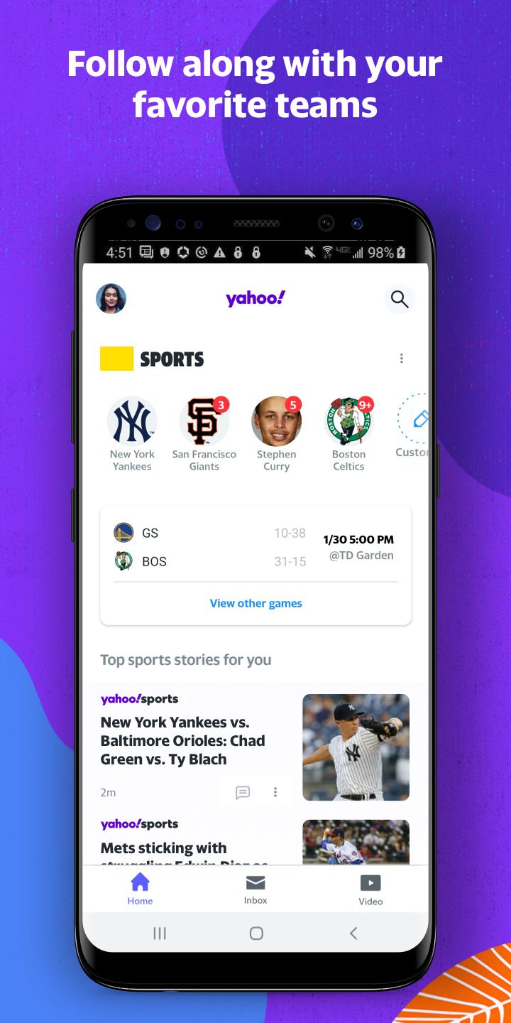 اسکرین شات 4 برنامه Yahoo - News, Mail, Sports