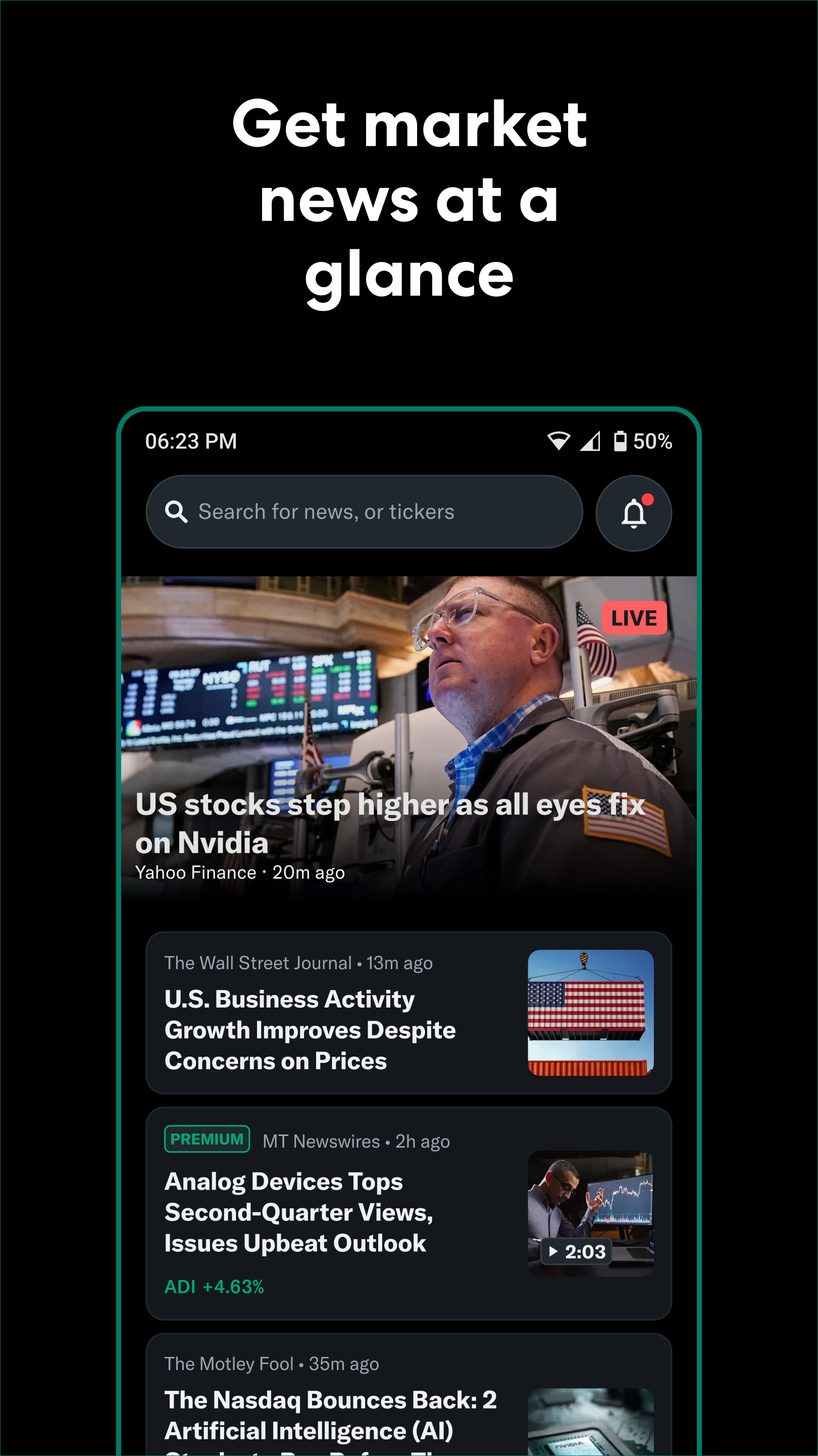 اسکرین شات 4 برنامه Yahoo Finance: Stocks & News