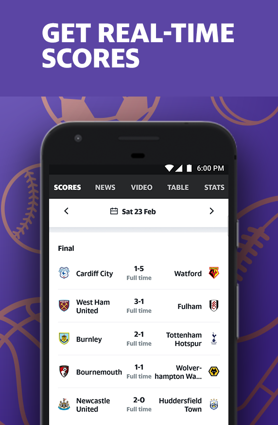 اسکرین شات 1 برنامه Yahoo Sport: Football & More