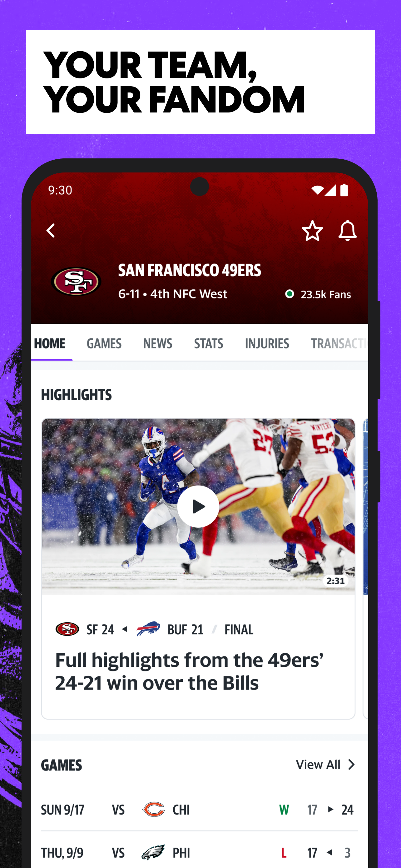 اسکرین شات 6 برنامه Yahoo Sports: Scores and News