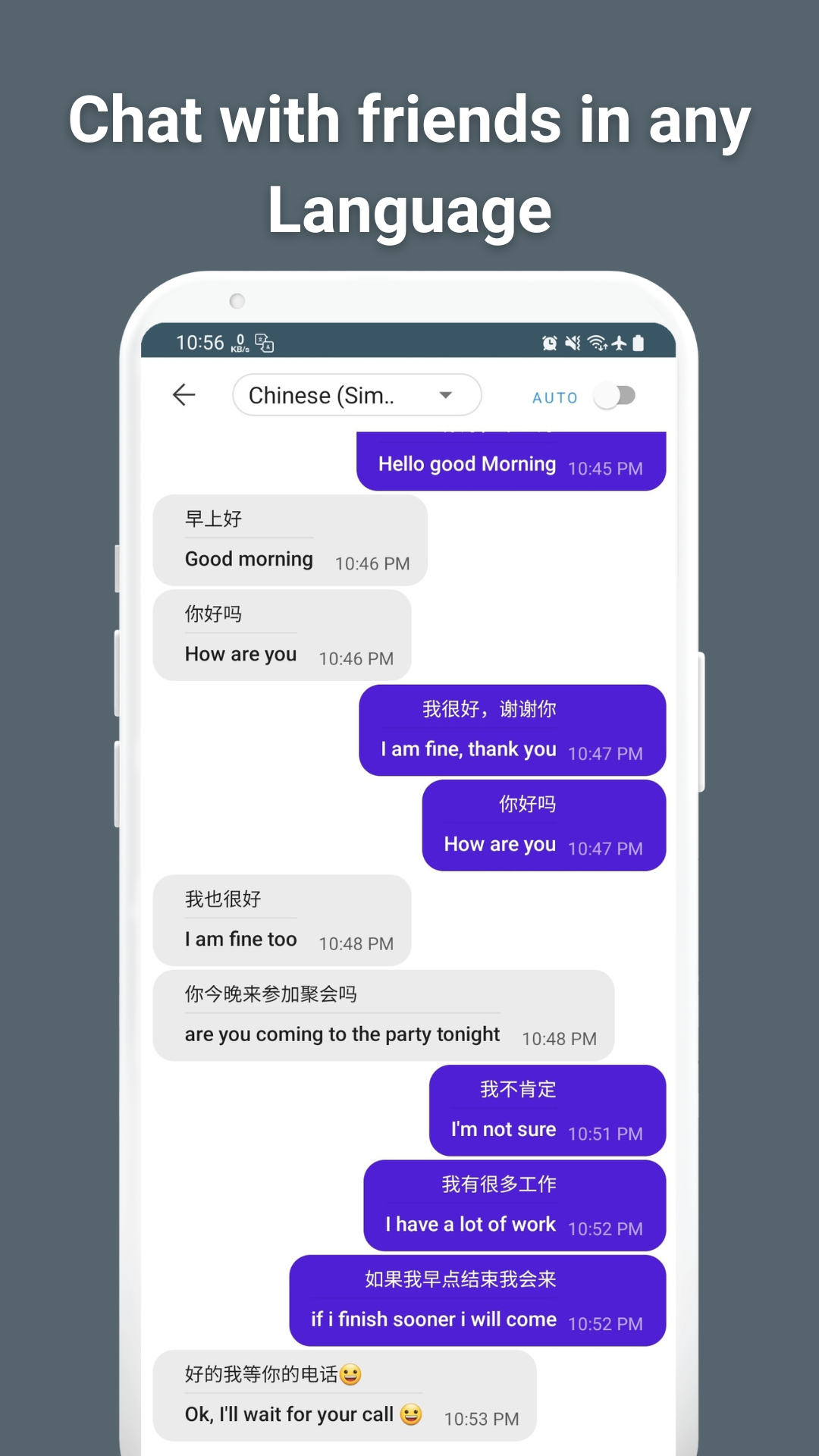 اسکرین شات 1 برنامه Swift Translate: All Chat Apps