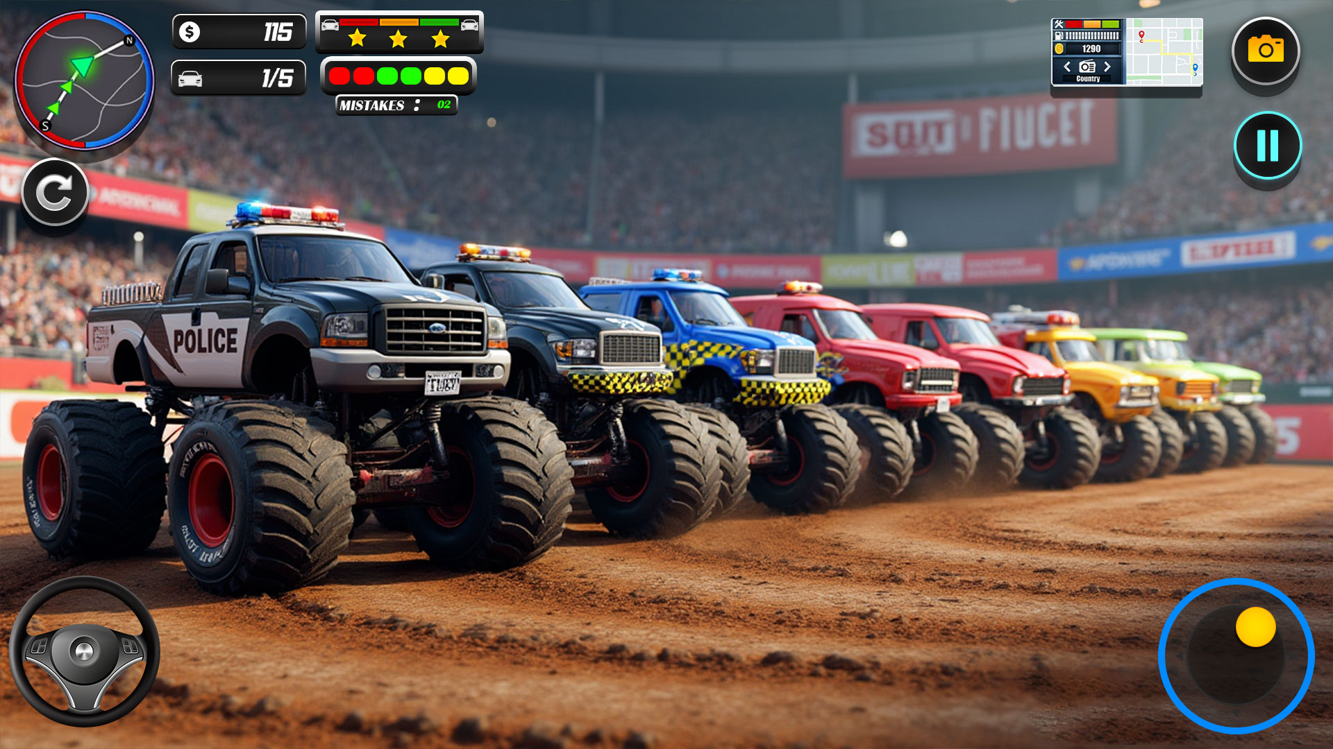 اسکرین شات 3 برنامه Police Monster Truck Car Games