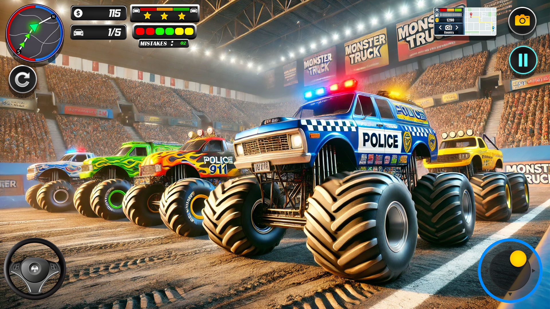 اسکرین شات 4 برنامه Police Monster Truck Car Games
