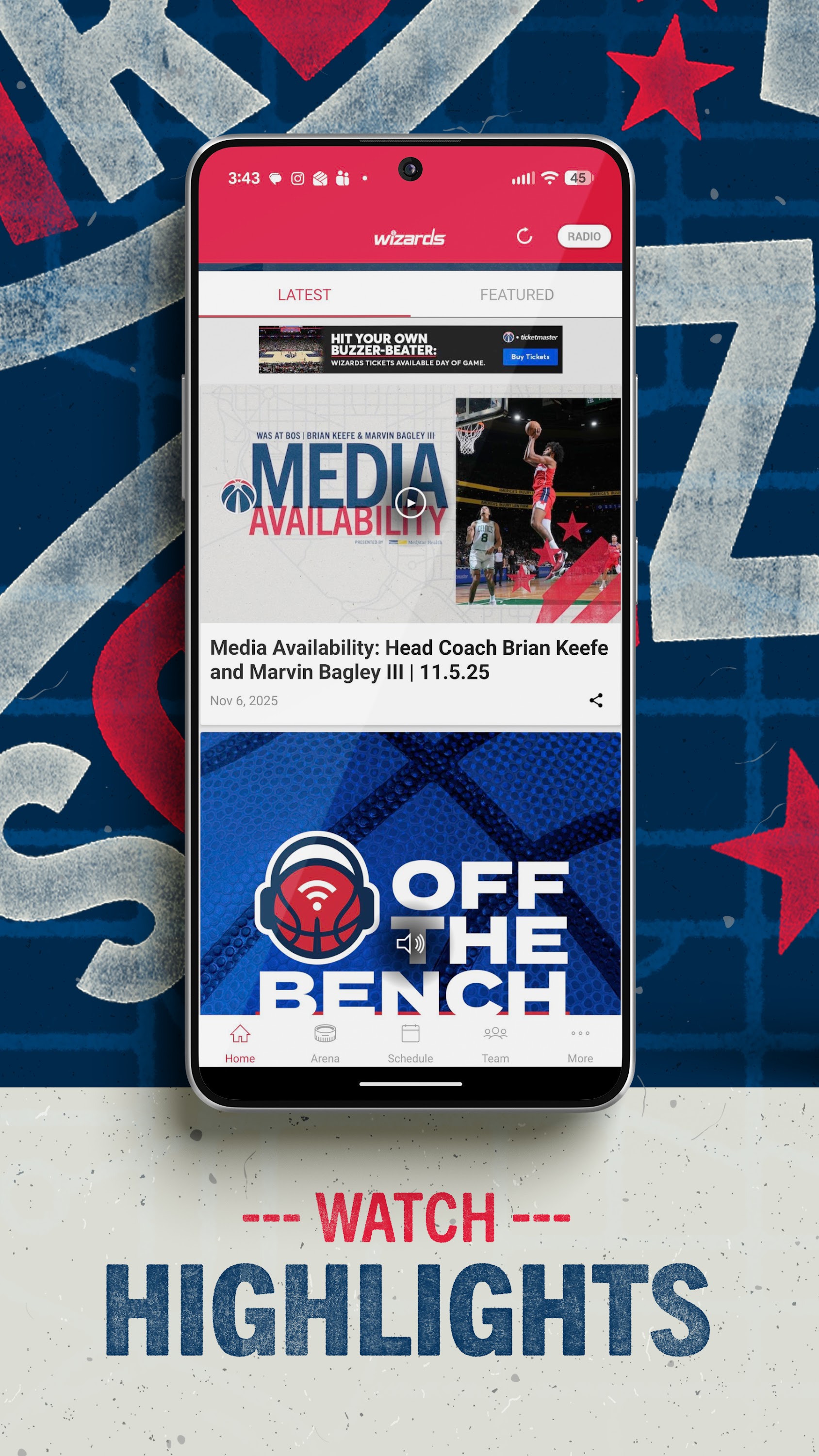 اسکرین شات 3 برنامه Washington Wizards Mobile
