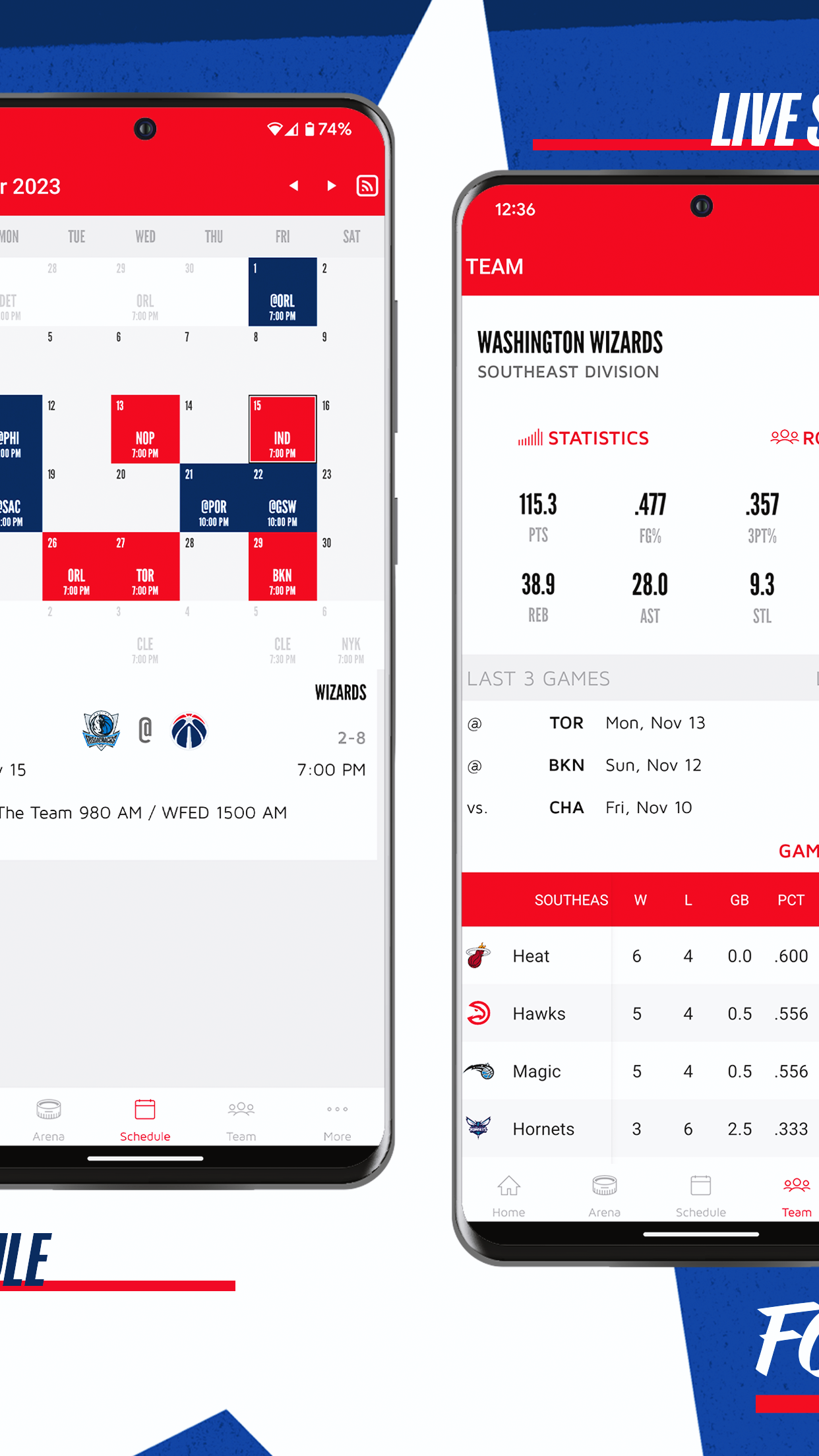 اسکرین شات 2 برنامه Washington Wizards Mobile