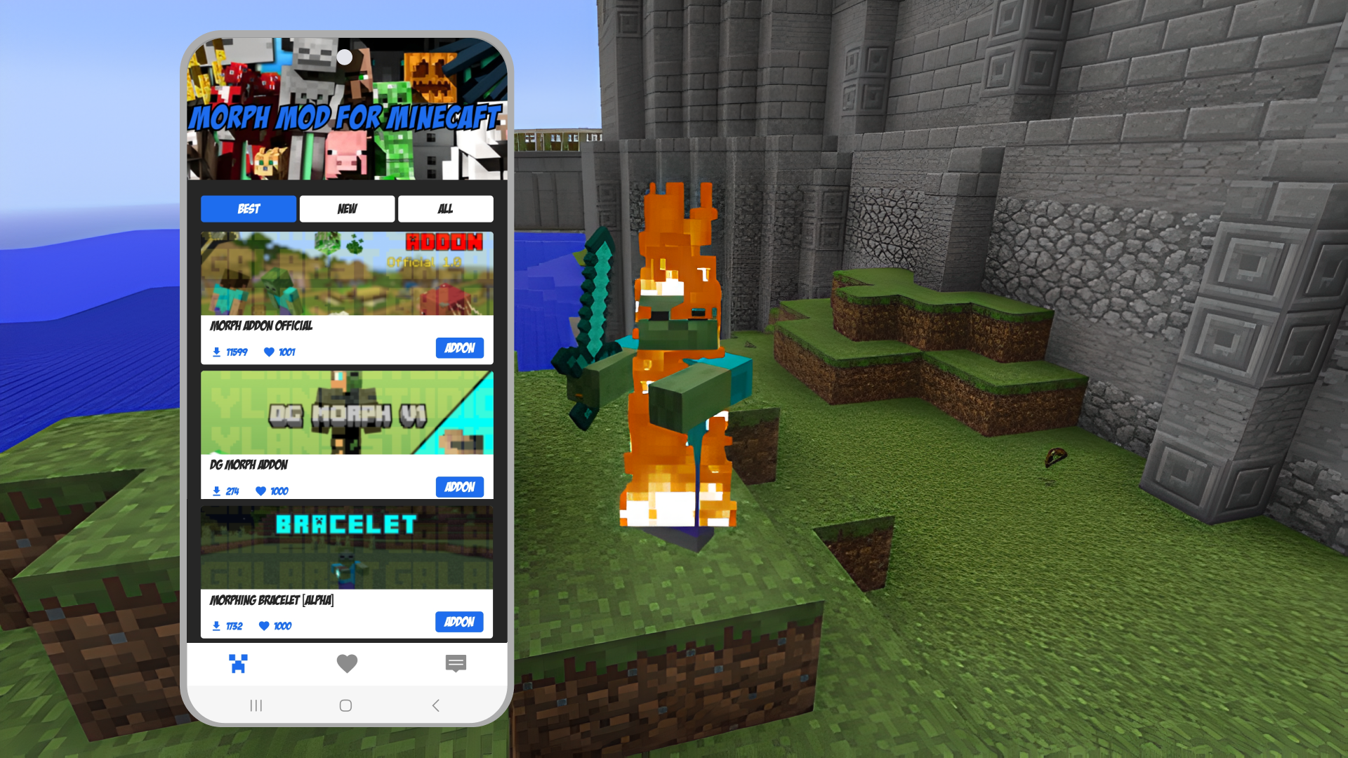 اسکرین شات 2 برنامه Morphing into Mobs Mod in MCPE