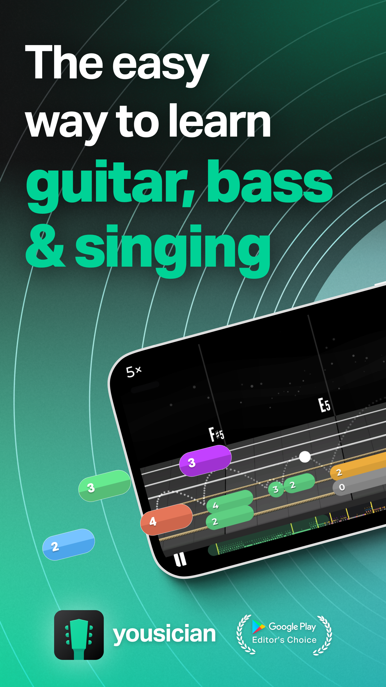 اسکرین شات 1 برنامه Yousician: Learn Guitar & Bass