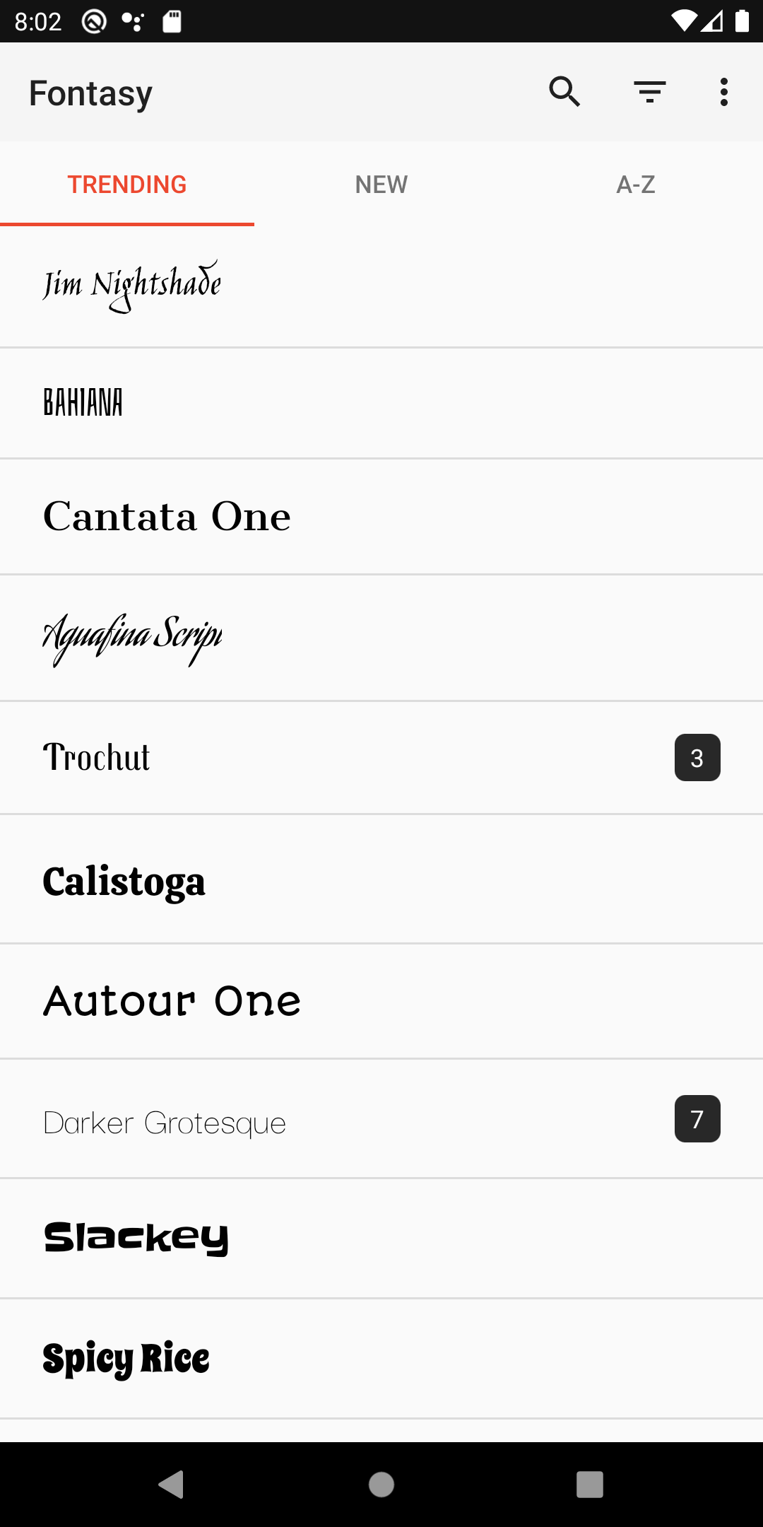 اسکرین شات 1 برنامه Fontasy - Google Fonts Browser
