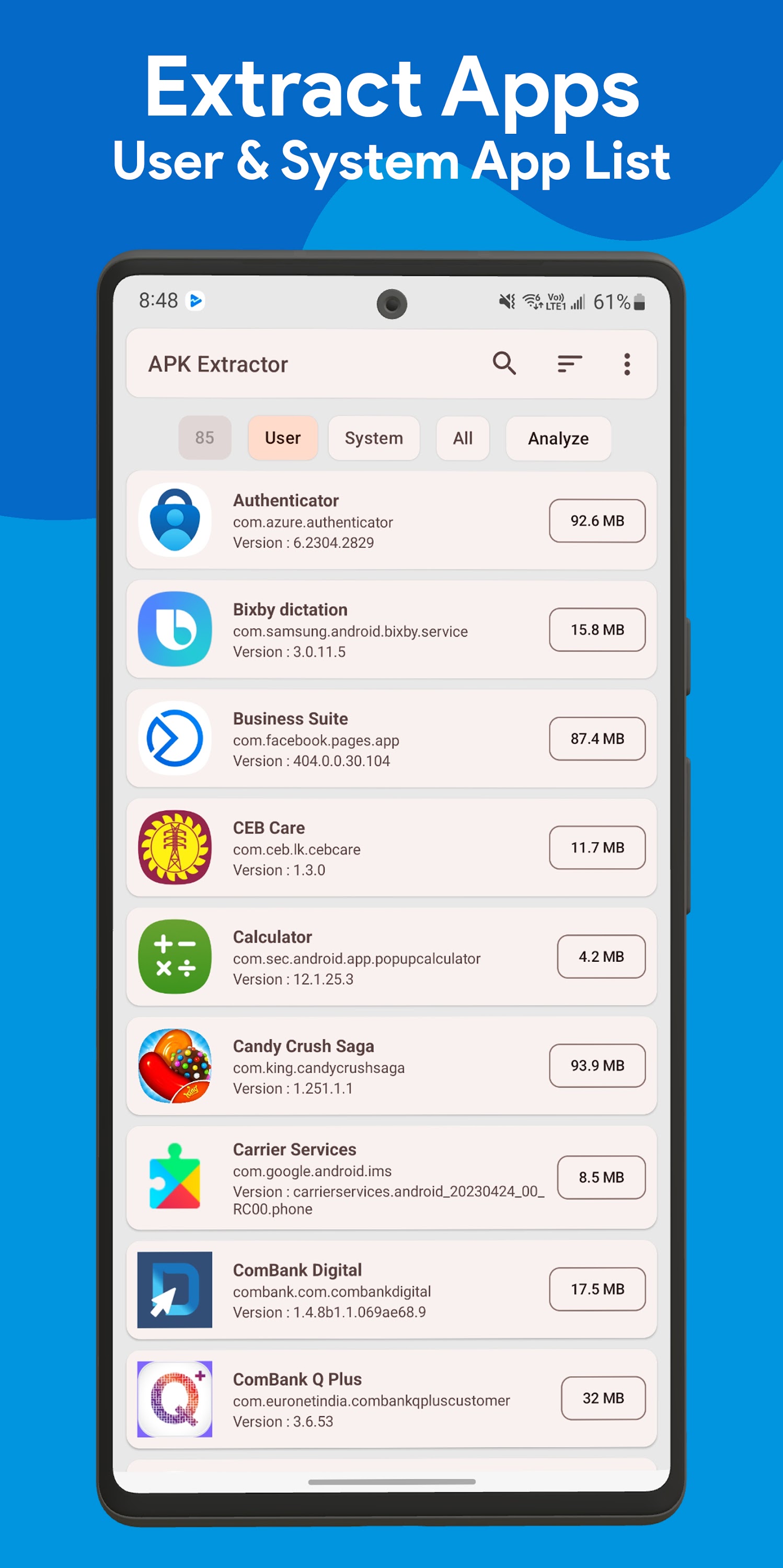 اسکرین شات 1 برنامه App APK Extractor & Analyzer
