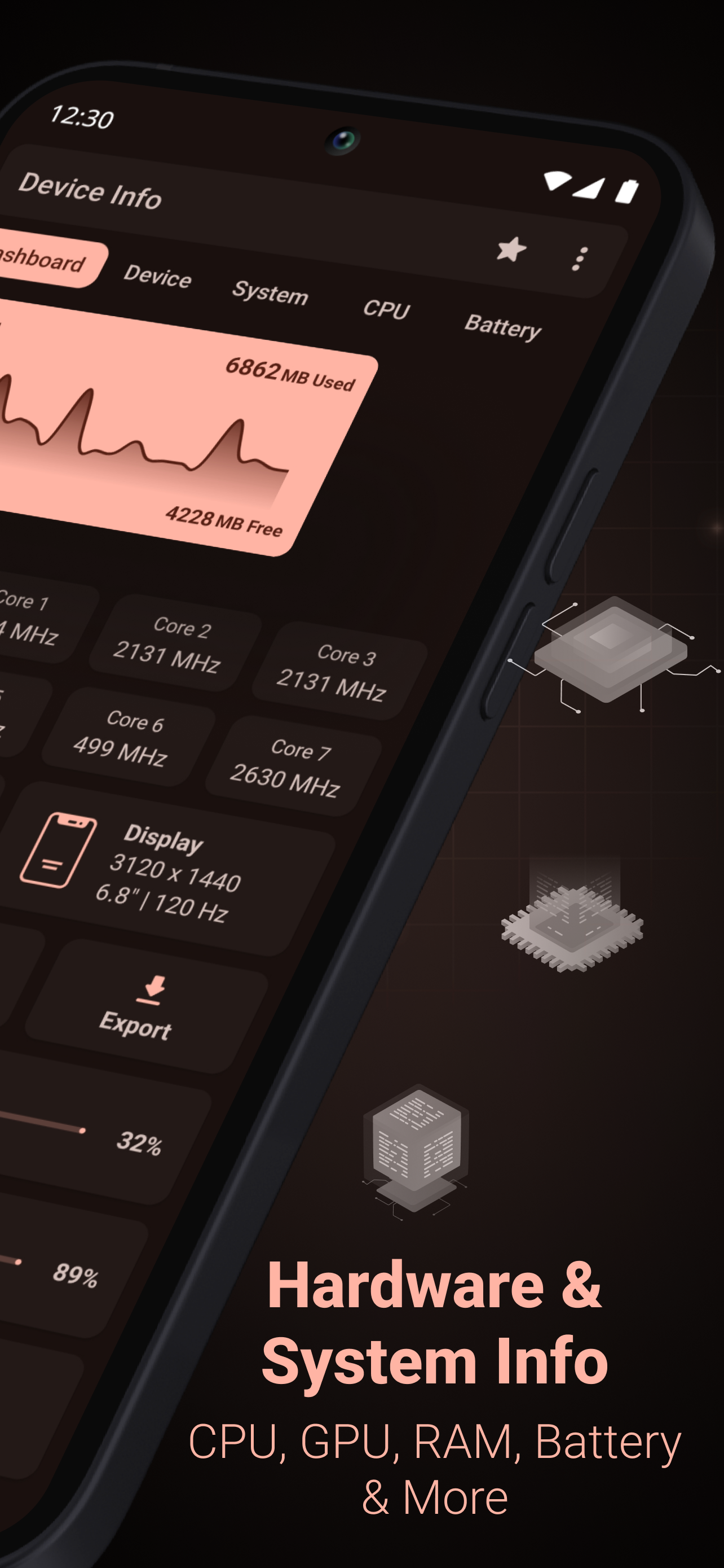 اسکرین شات 2 برنامه Device Info: System & CPU Info