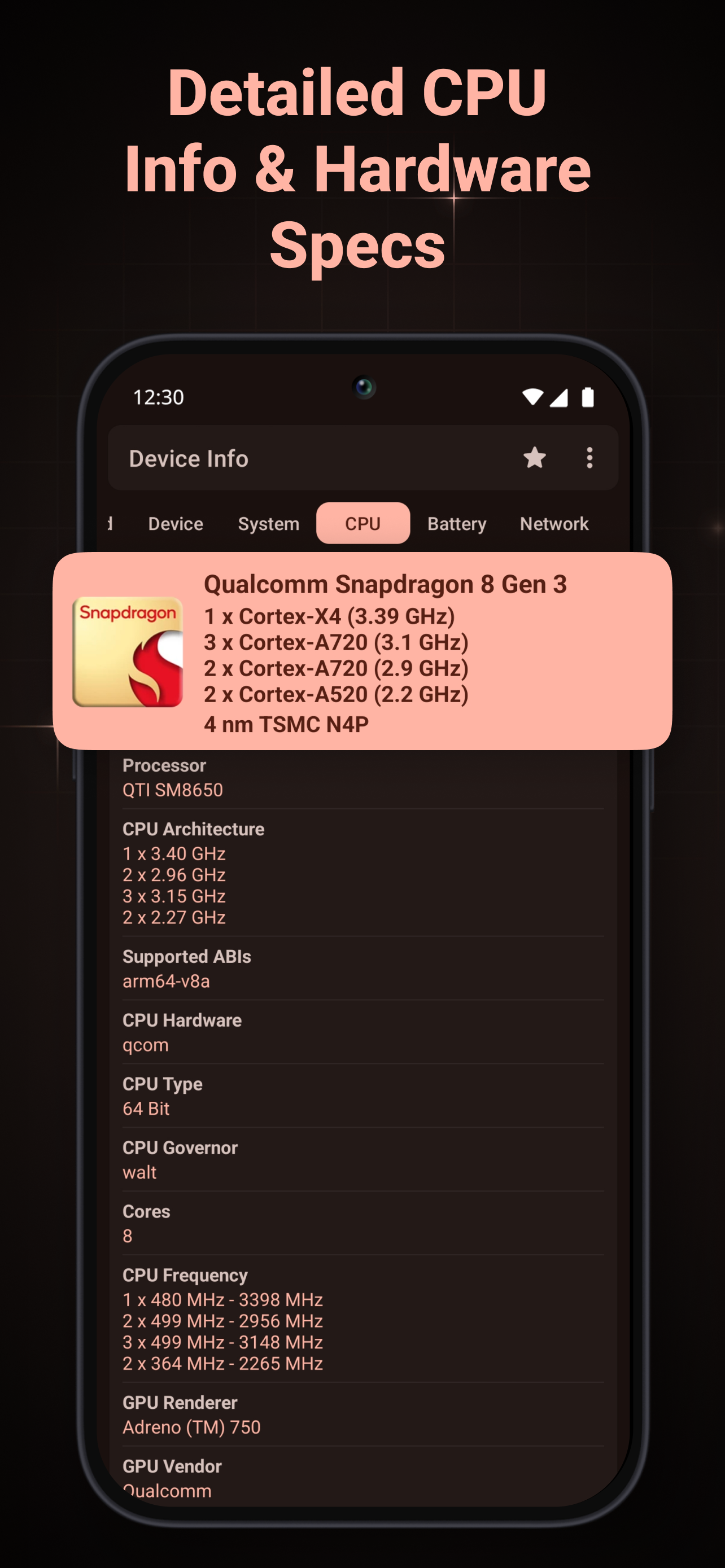 اسکرین شات 3 برنامه Device Info: System & CPU Info