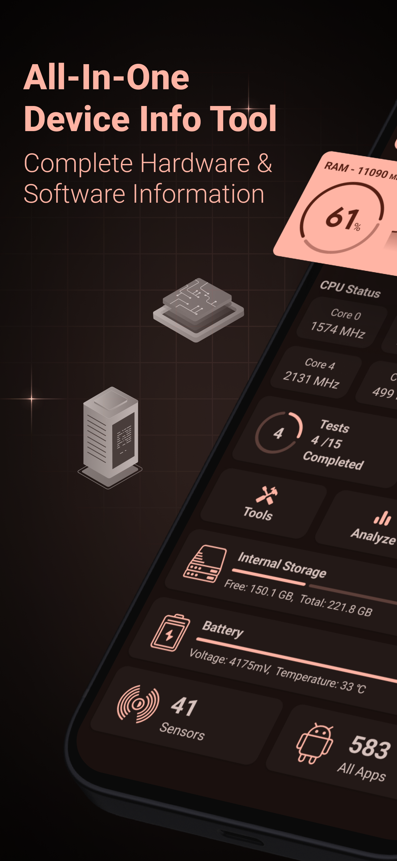 اسکرین شات 1 برنامه Device Info: System & CPU Info