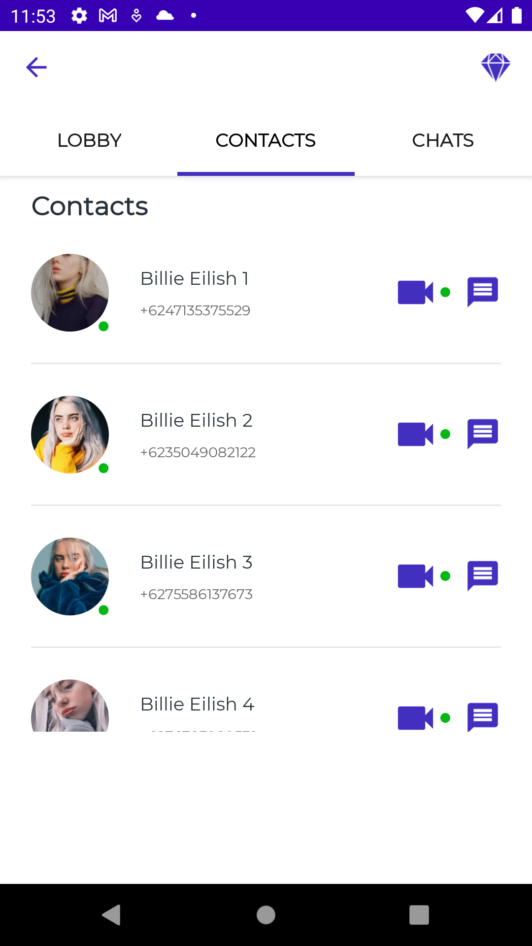 اسکرین شات 2 برنامه Billie Eilish Fake Video Call