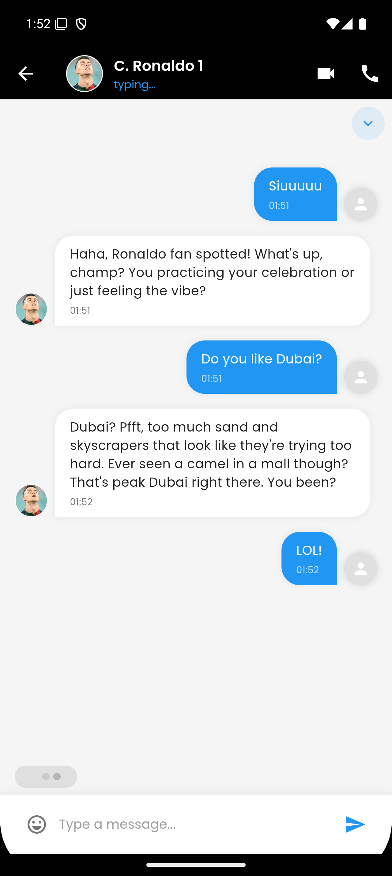 اسکرین شات 6 برنامه Ronaldo Fake Chat & Video Call