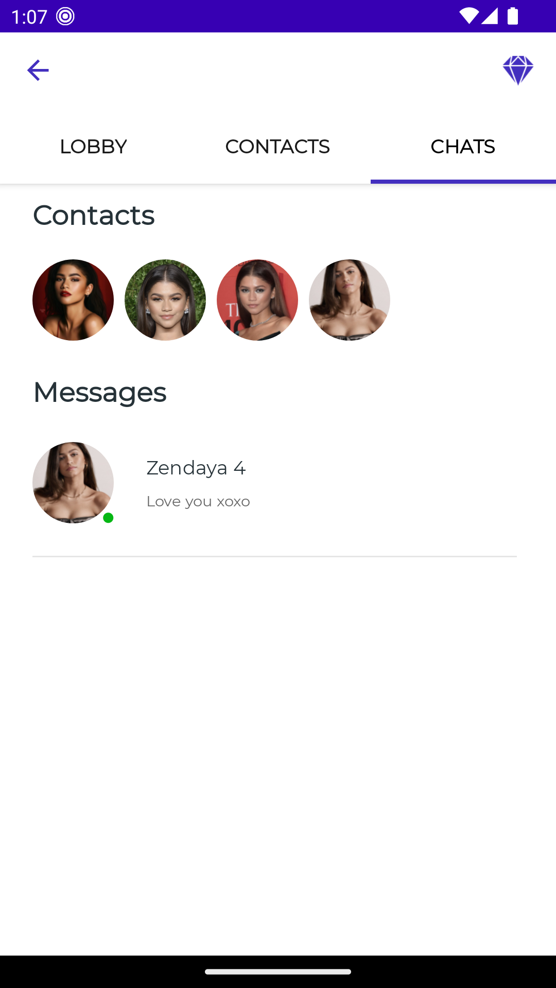 اسکرین شات 5 برنامه Zendaya Fake Chat & Video Call