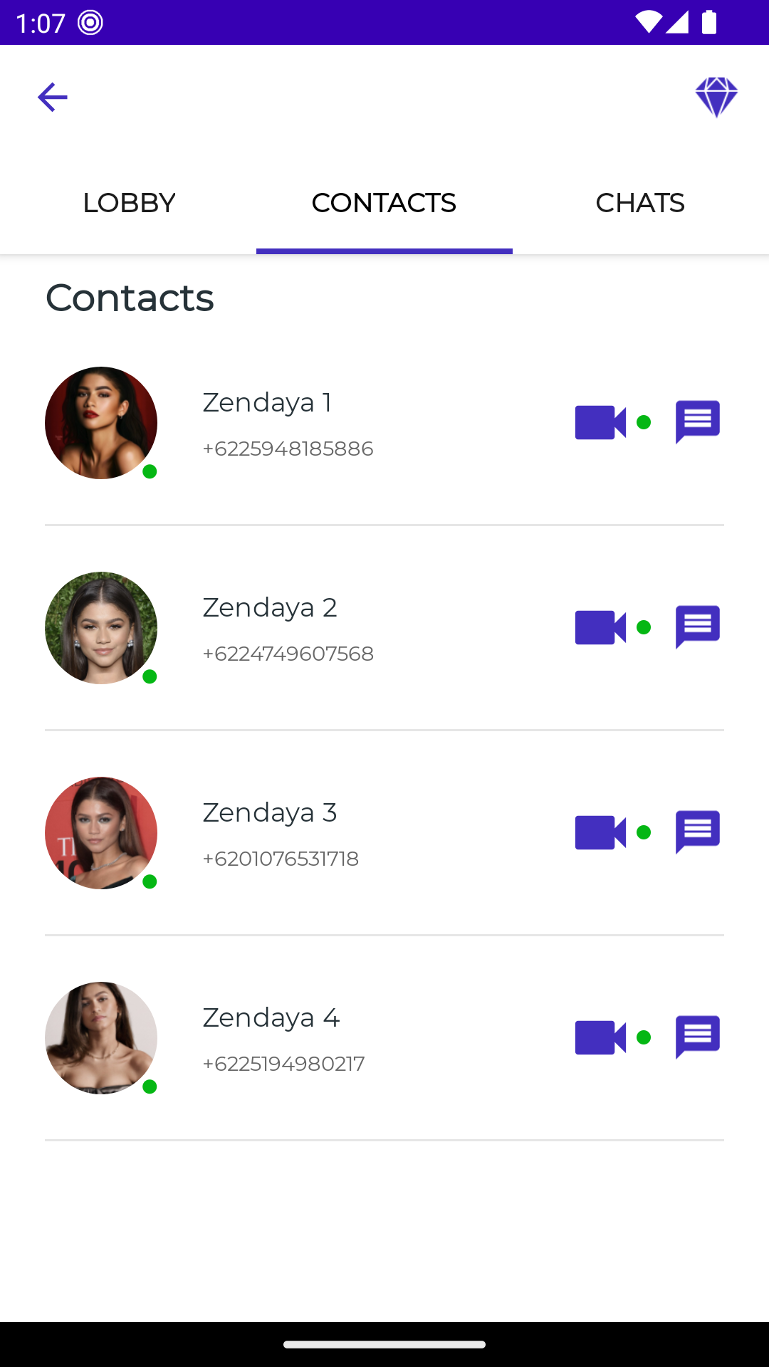 اسکرین شات 4 برنامه Zendaya Fake Chat & Video Call