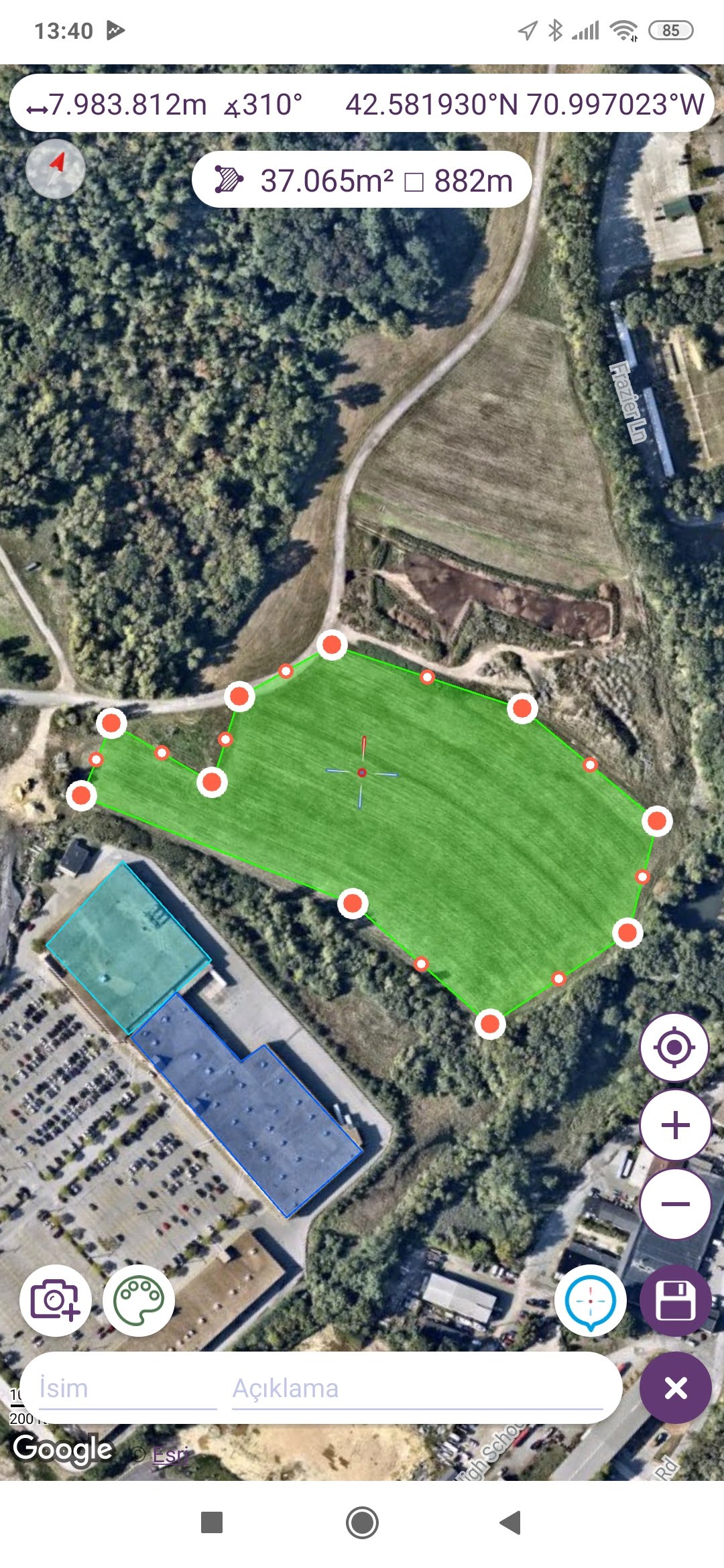 اسکرین شات 1 برنامه Area & Distance Measure