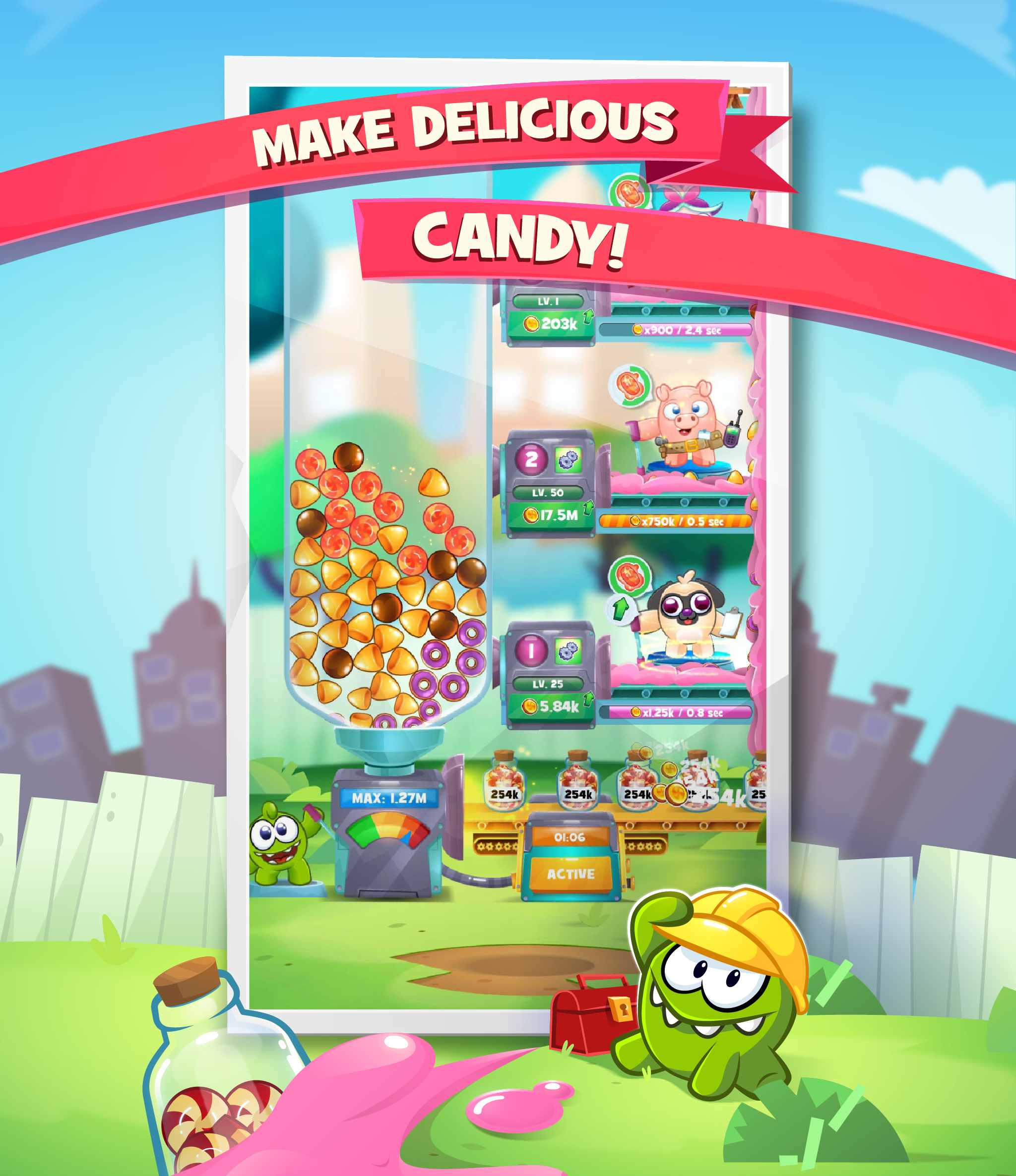 اسکرین شات 1 بازی Om Nom Idle Candy