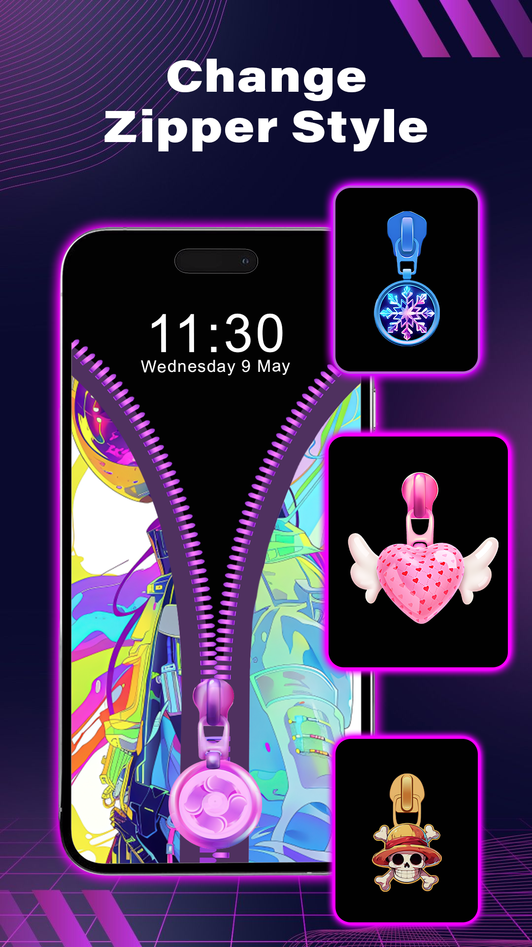 اسکرین شات 4 برنامه Zipper Lock - Zip Screen Theme