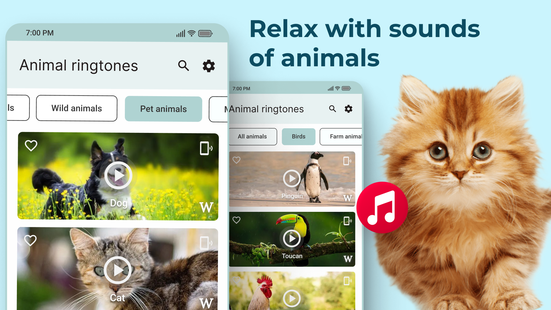اسکرین شات 2 برنامه Animal Sounds and Ringtones