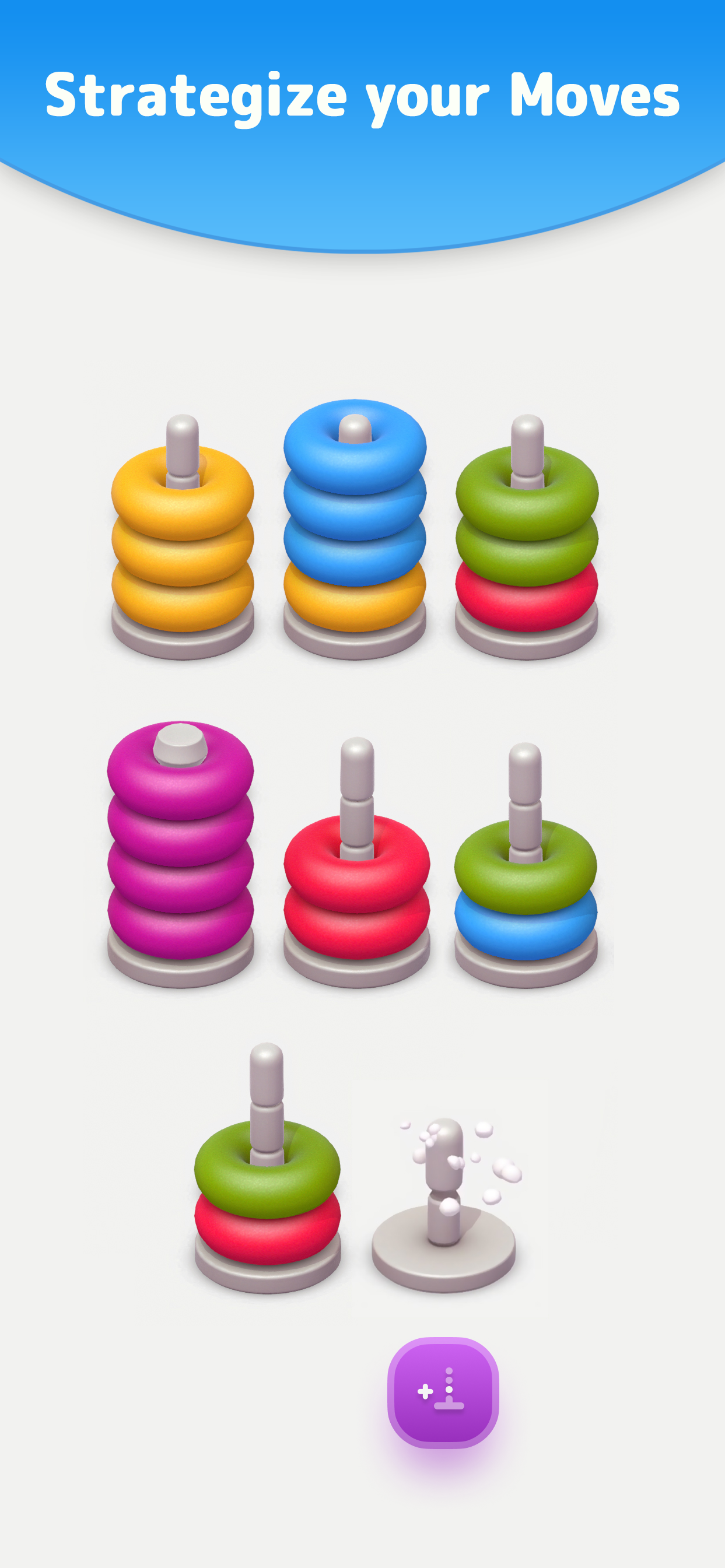 اسکرین شات 2 بازی Color Sort 3D — Hoop Stack