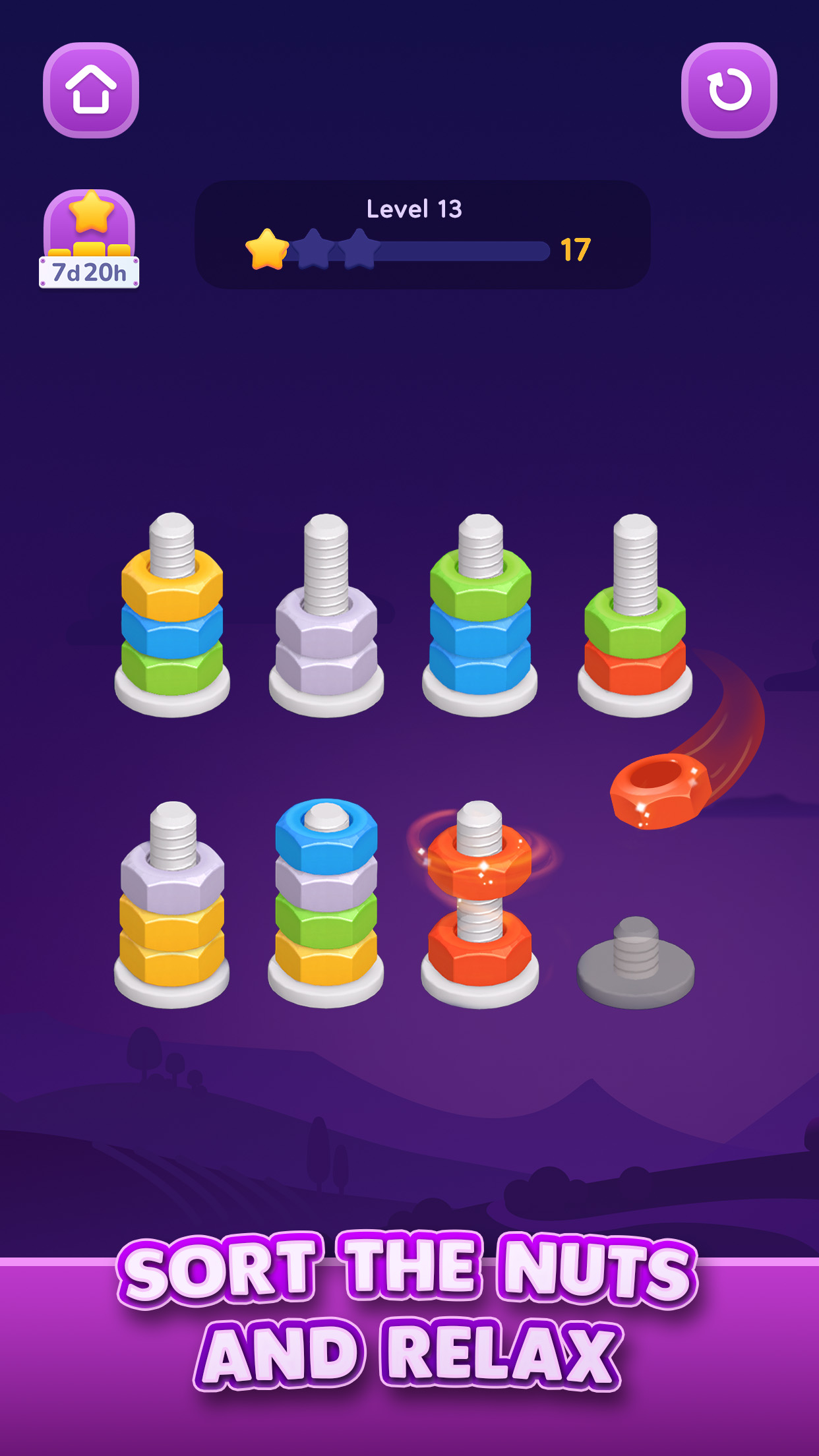 اسکرین شات 2 بازی Nut Sort: Color Sorting Game