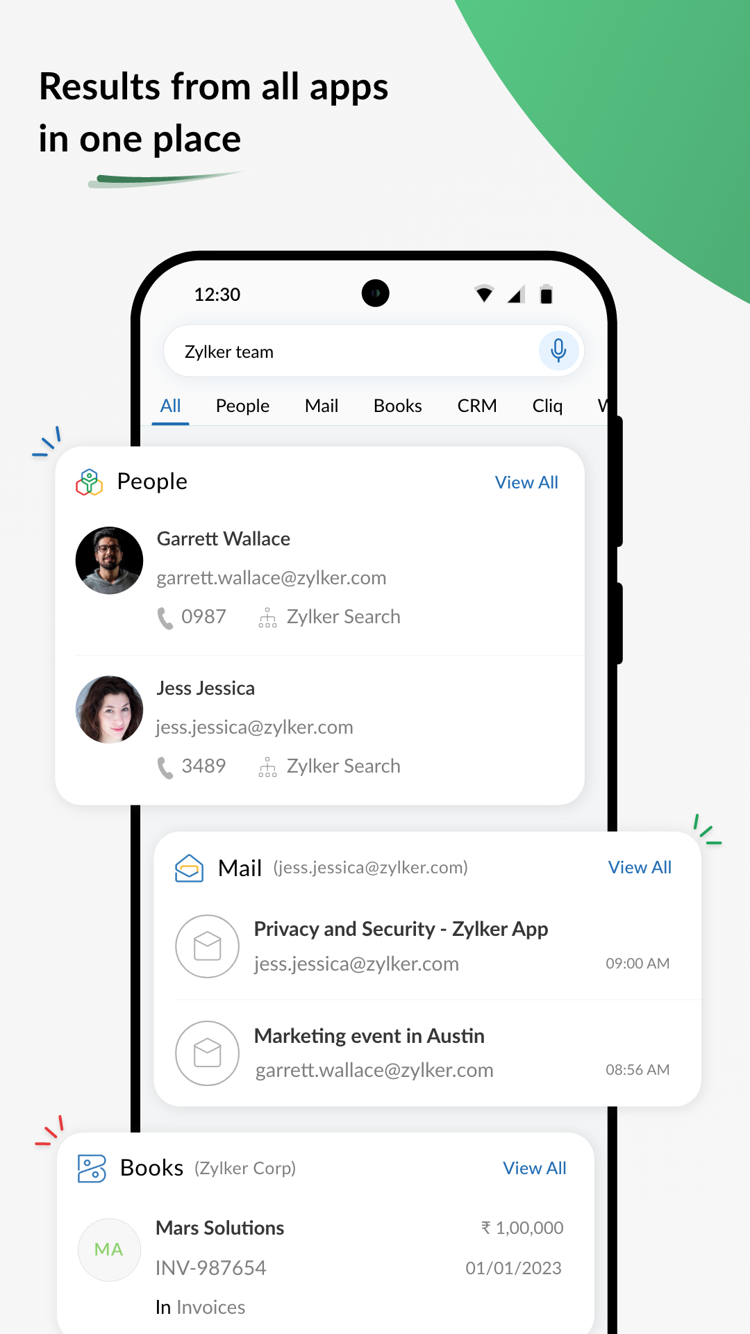 اسکرین شات 2 برنامه Search across Zoho- Zia Search