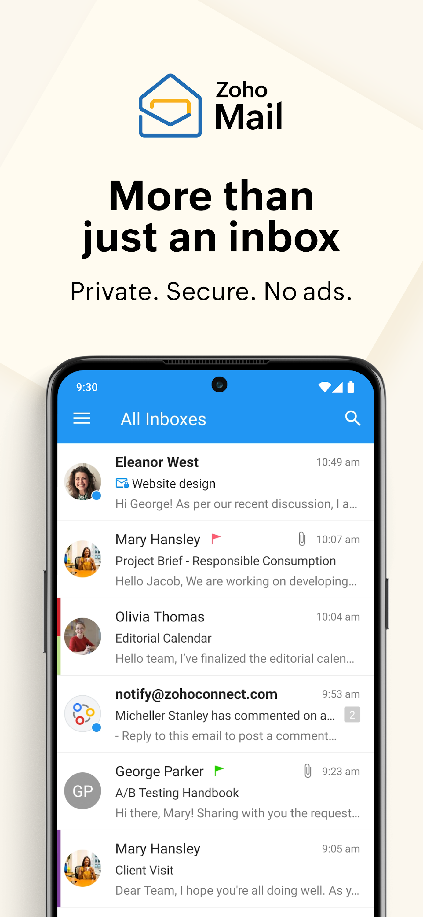 اسکرین شات 1 برنامه Zoho Mail - Email and Calendar