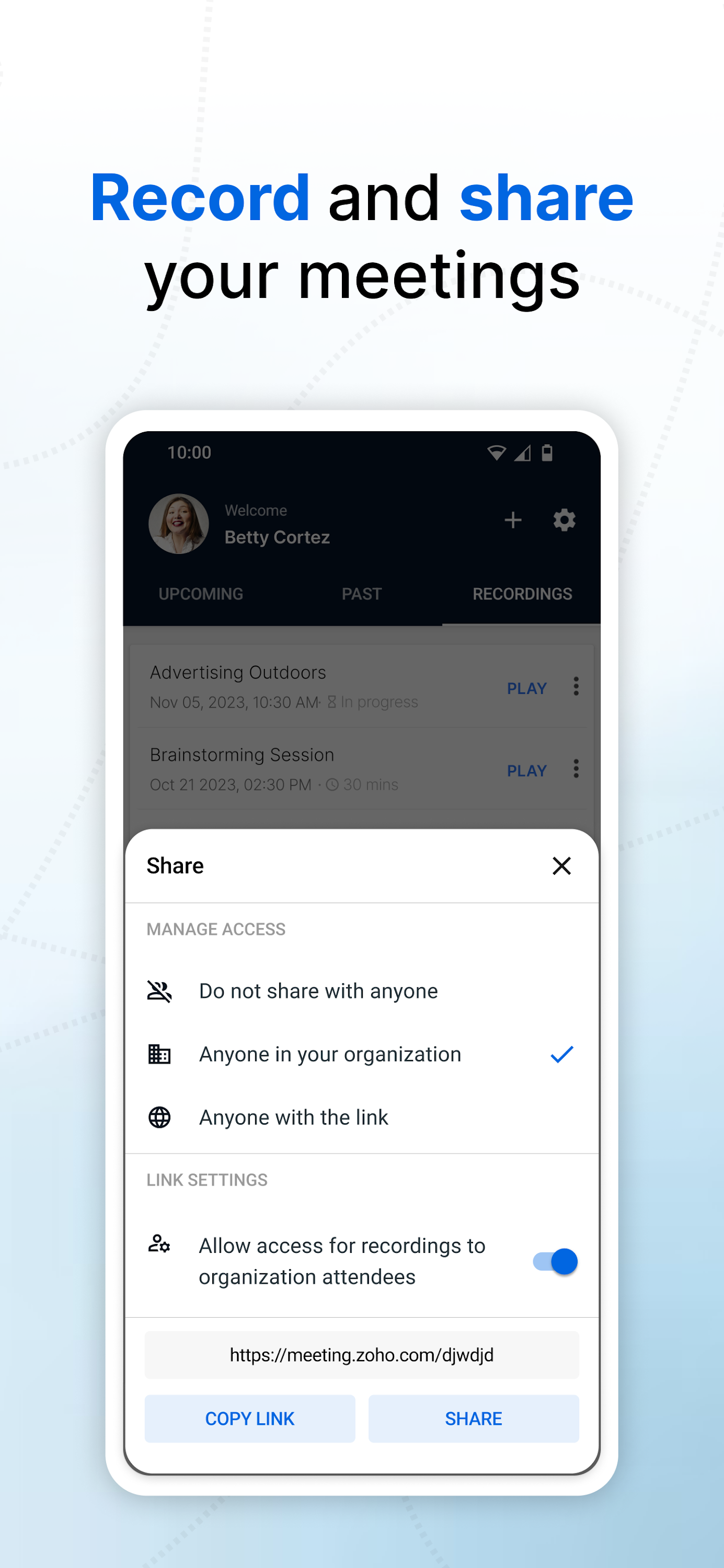 اسکرین شات 6 برنامه Zoho Meeting - Online Meetings