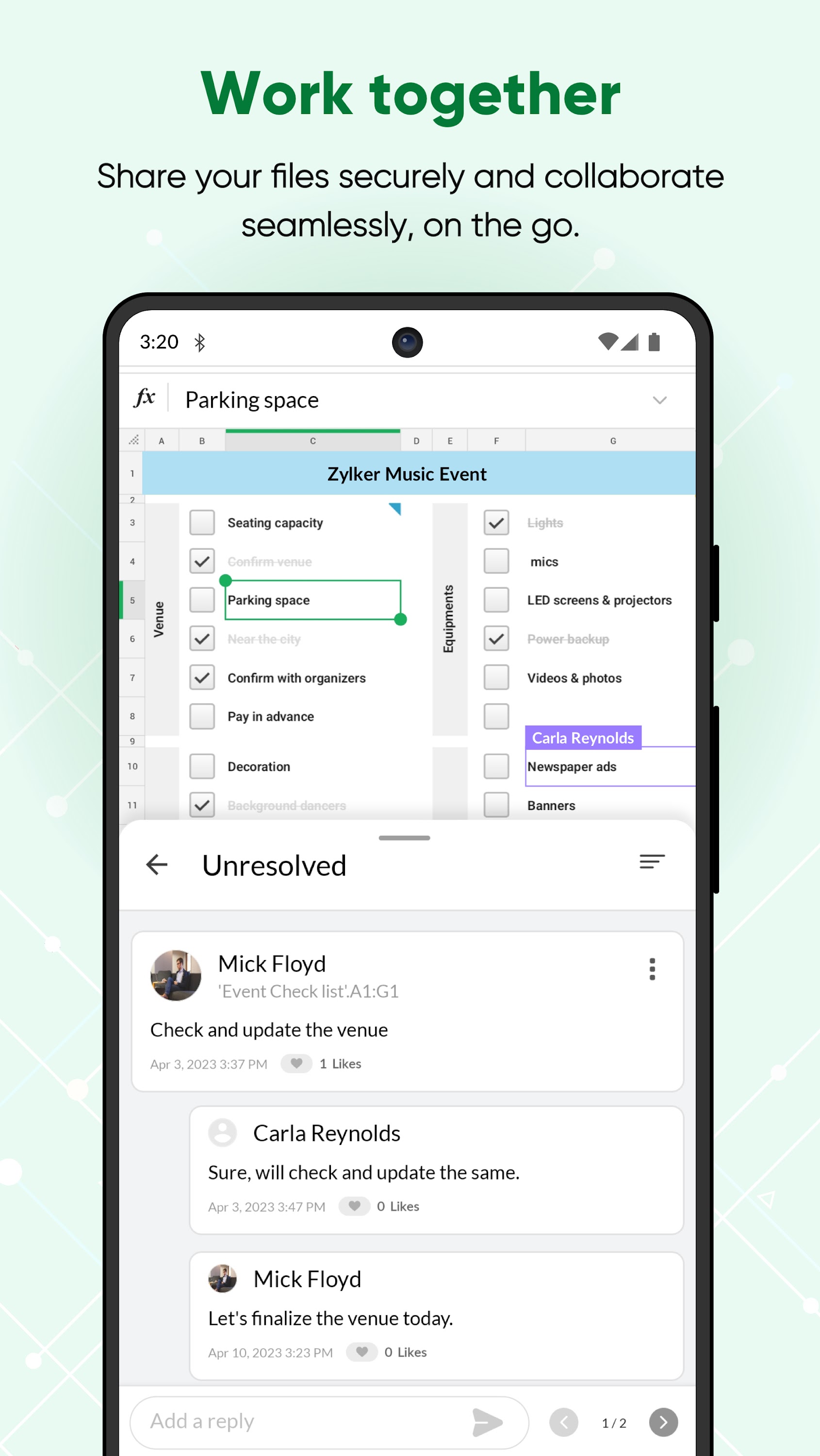 اسکرین شات 5 برنامه Zoho Sheet: Spreadsheet App