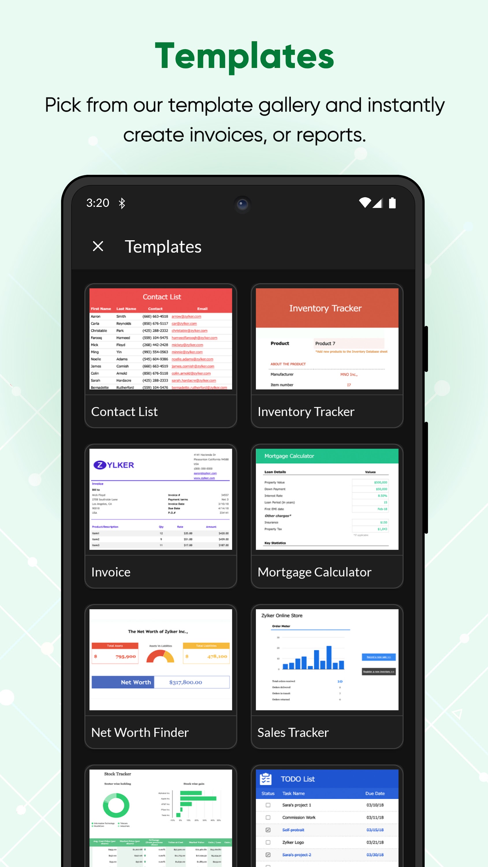 اسکرین شات 2 برنامه Zoho Sheet: Spreadsheet App