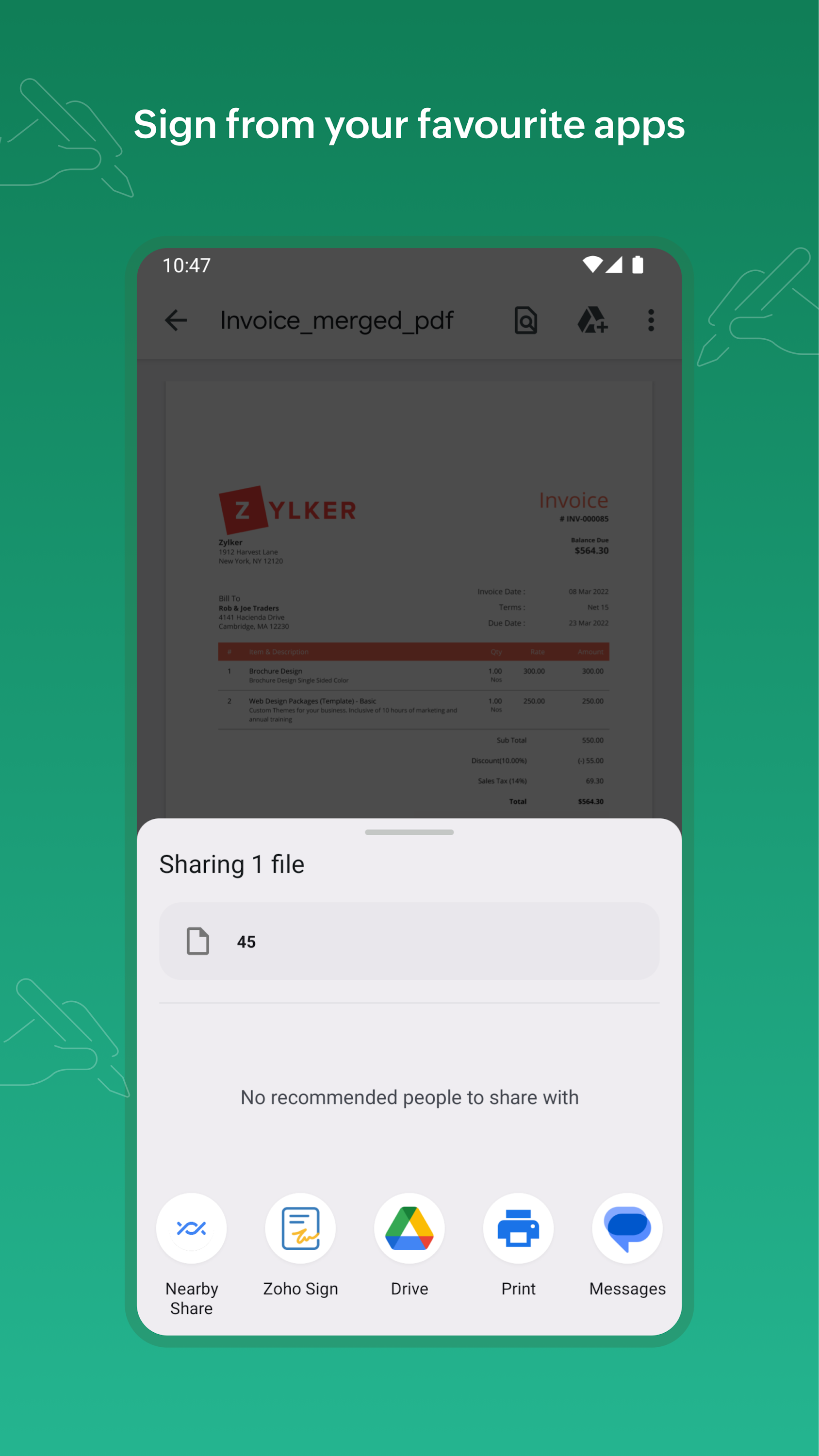 اسکرین شات 7 برنامه Zoho Sign - Fill & eSign docs