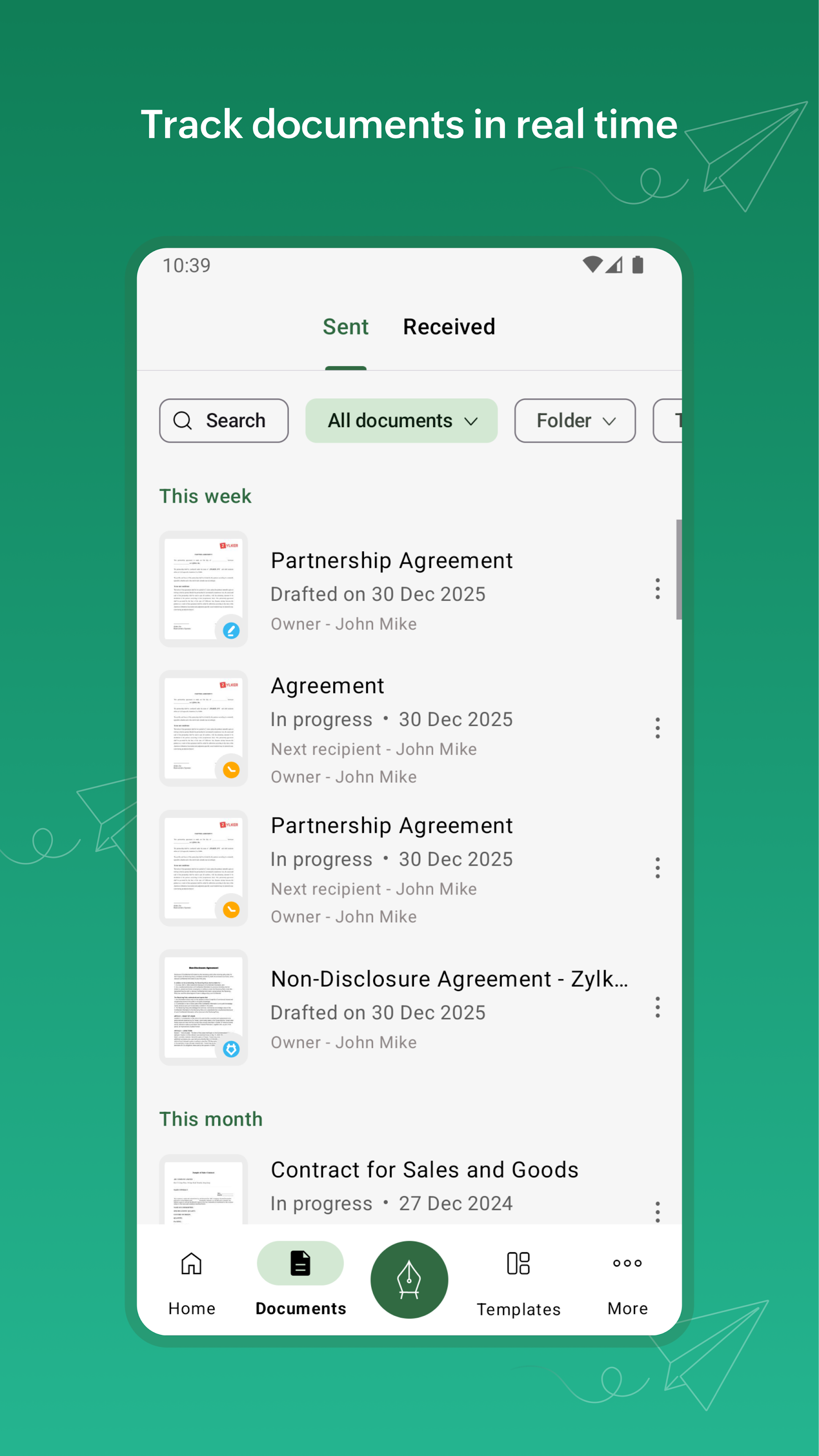اسکرین شات 2 برنامه Zoho Sign - Fill & eSign docs