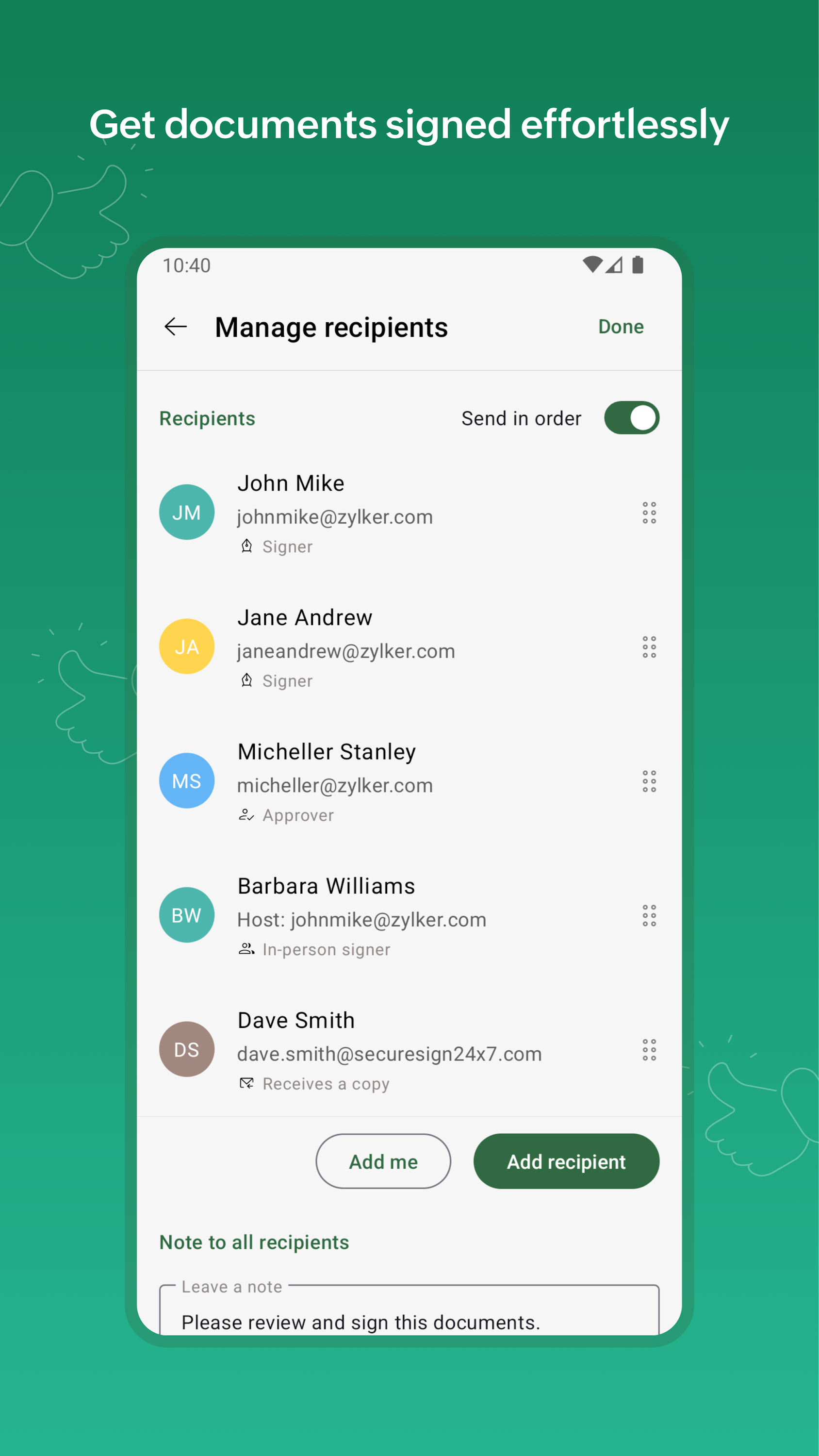اسکرین شات 4 برنامه Zoho Sign - Fill & eSign docs