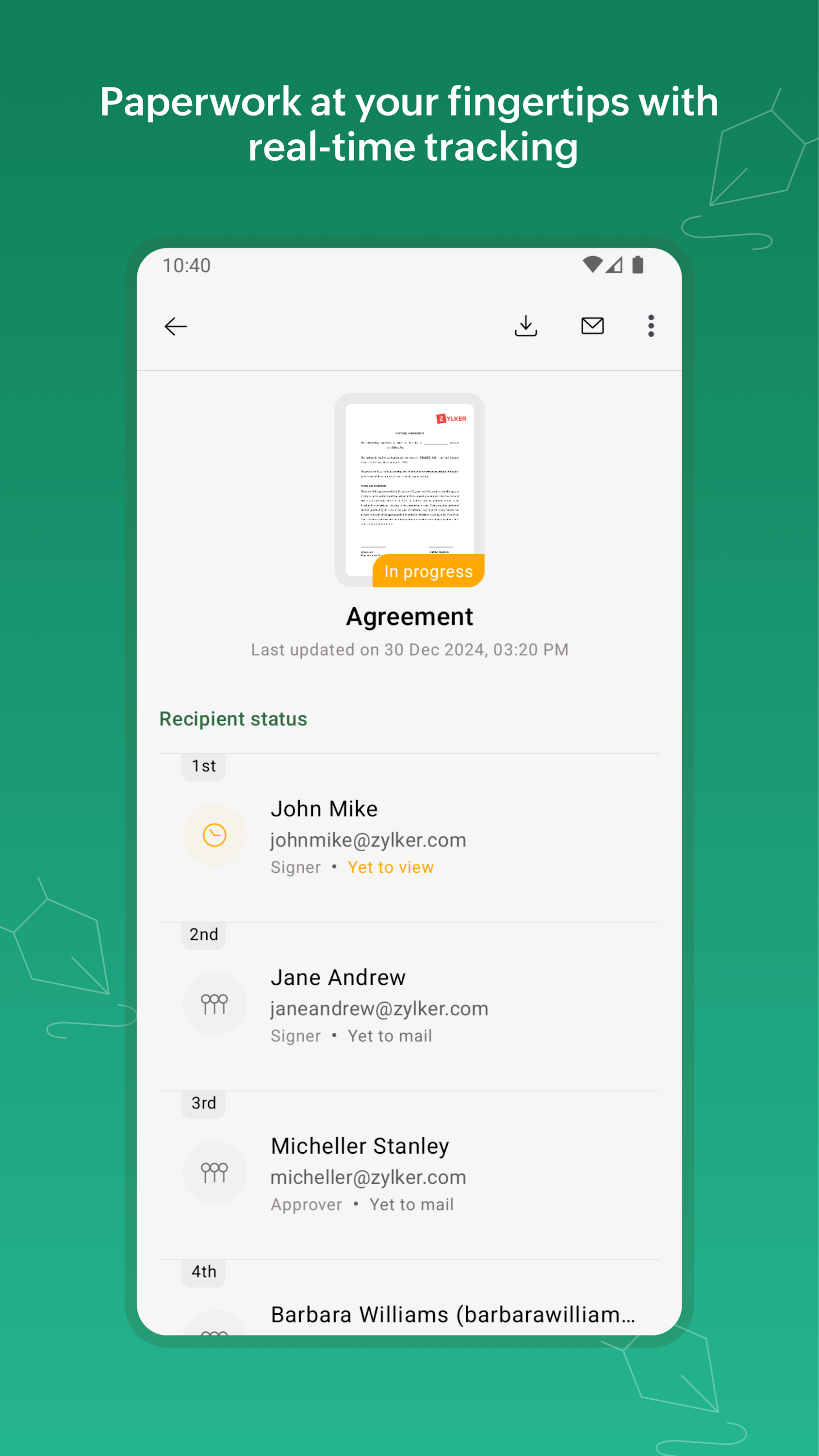 اسکرین شات 3 برنامه Zoho Sign - Fill & eSign docs