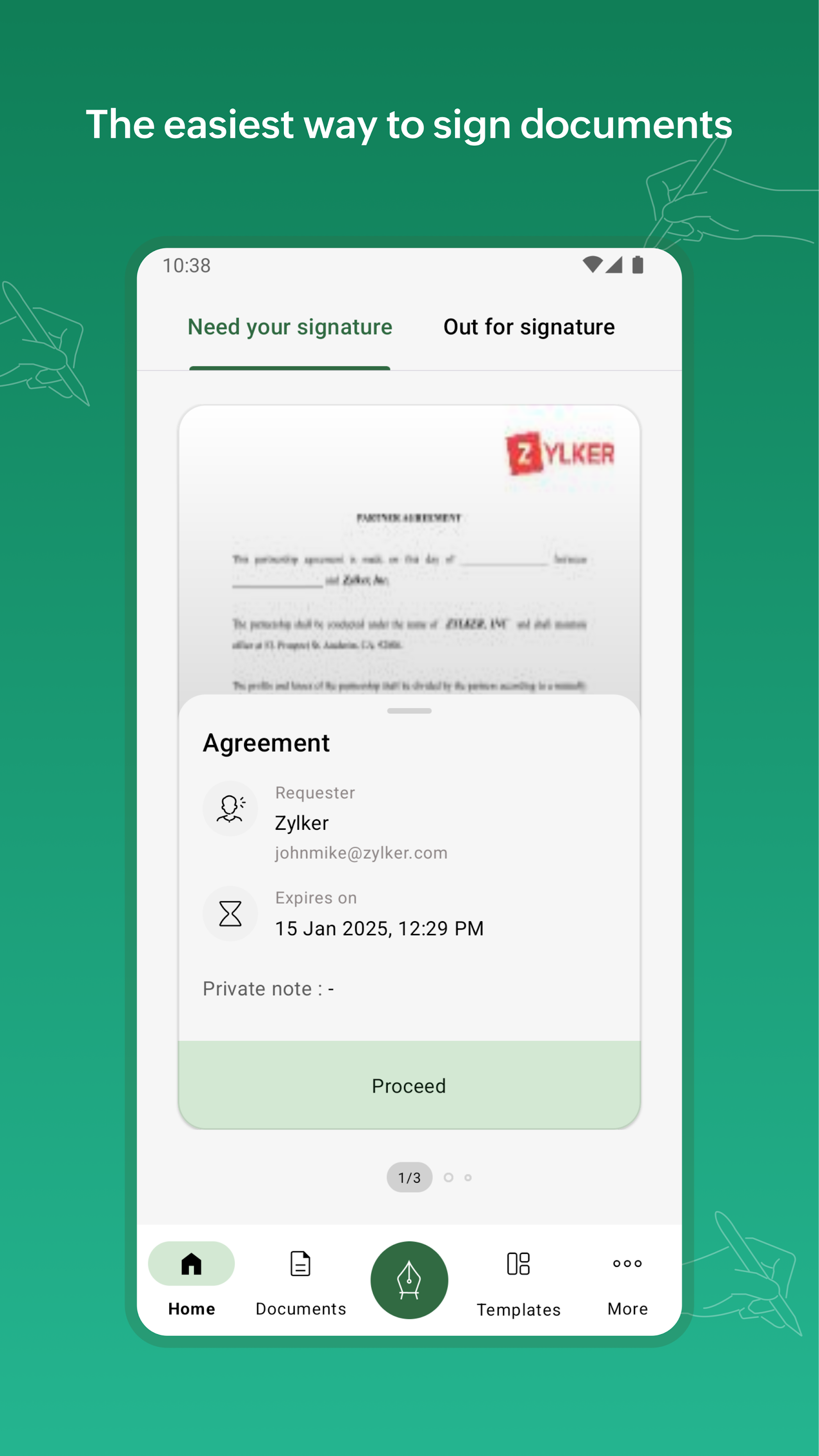اسکرین شات 1 برنامه Zoho Sign - Fill & eSign docs