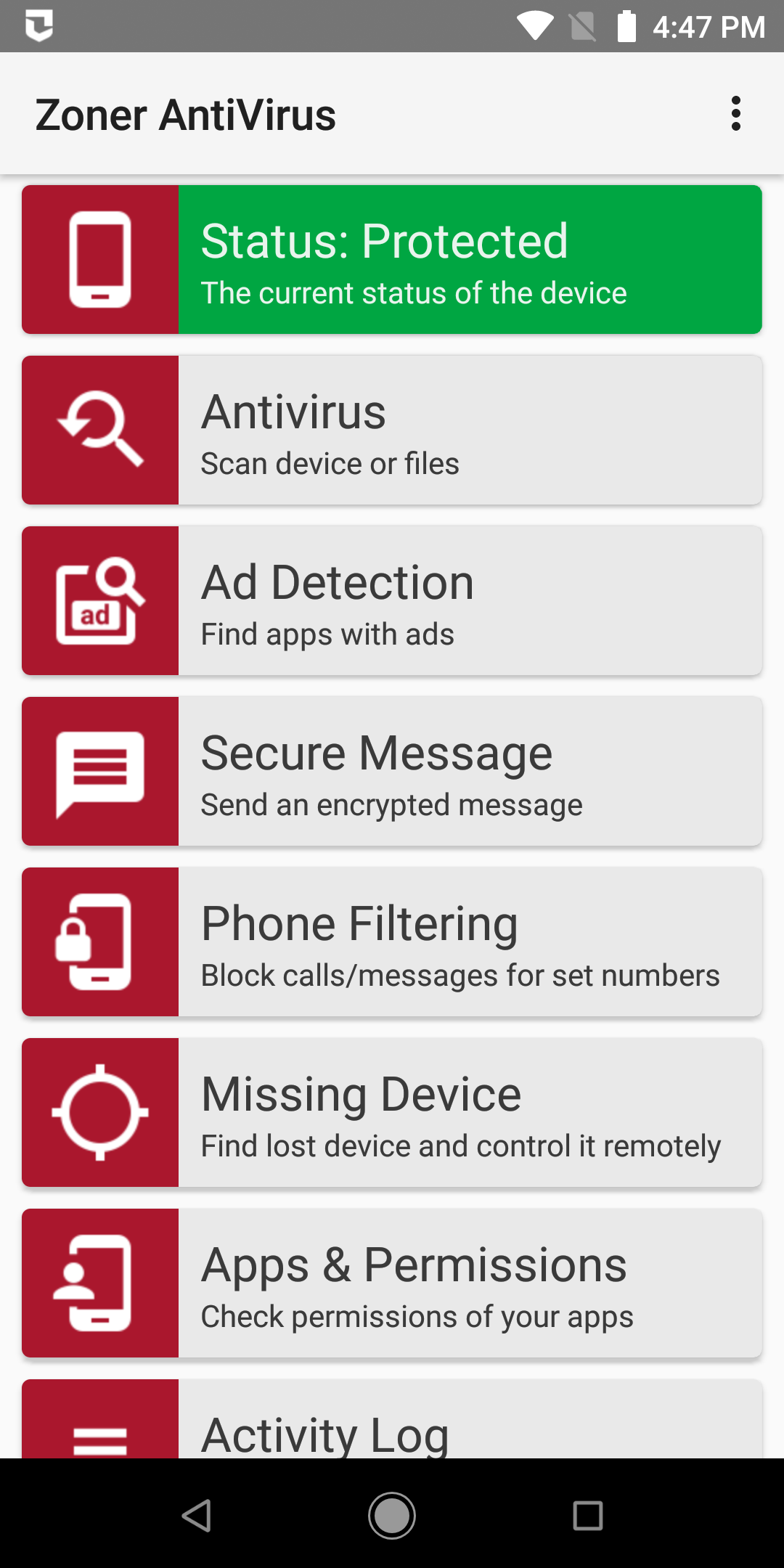 اسکرین شات 1 برنامه Zoner AntiVirus