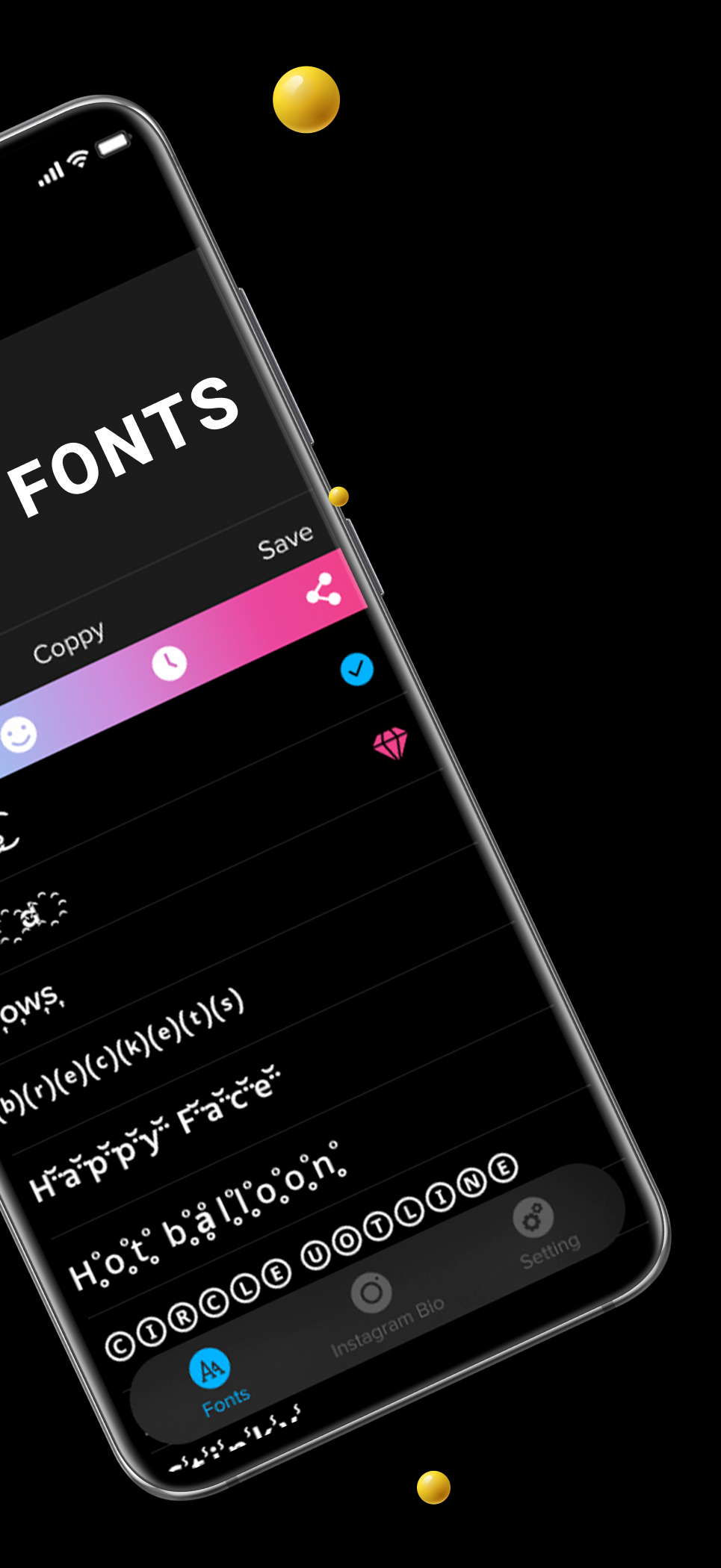 اسکرین شات 2 برنامه Fonts: Emojis, Symbols