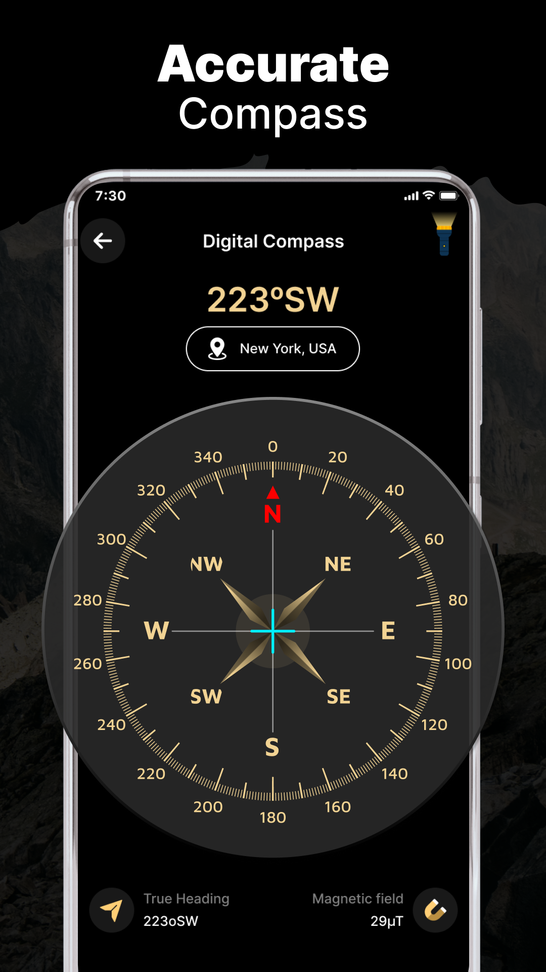 اسکرین شات 1 برنامه Compass 25: Accurate Compass
