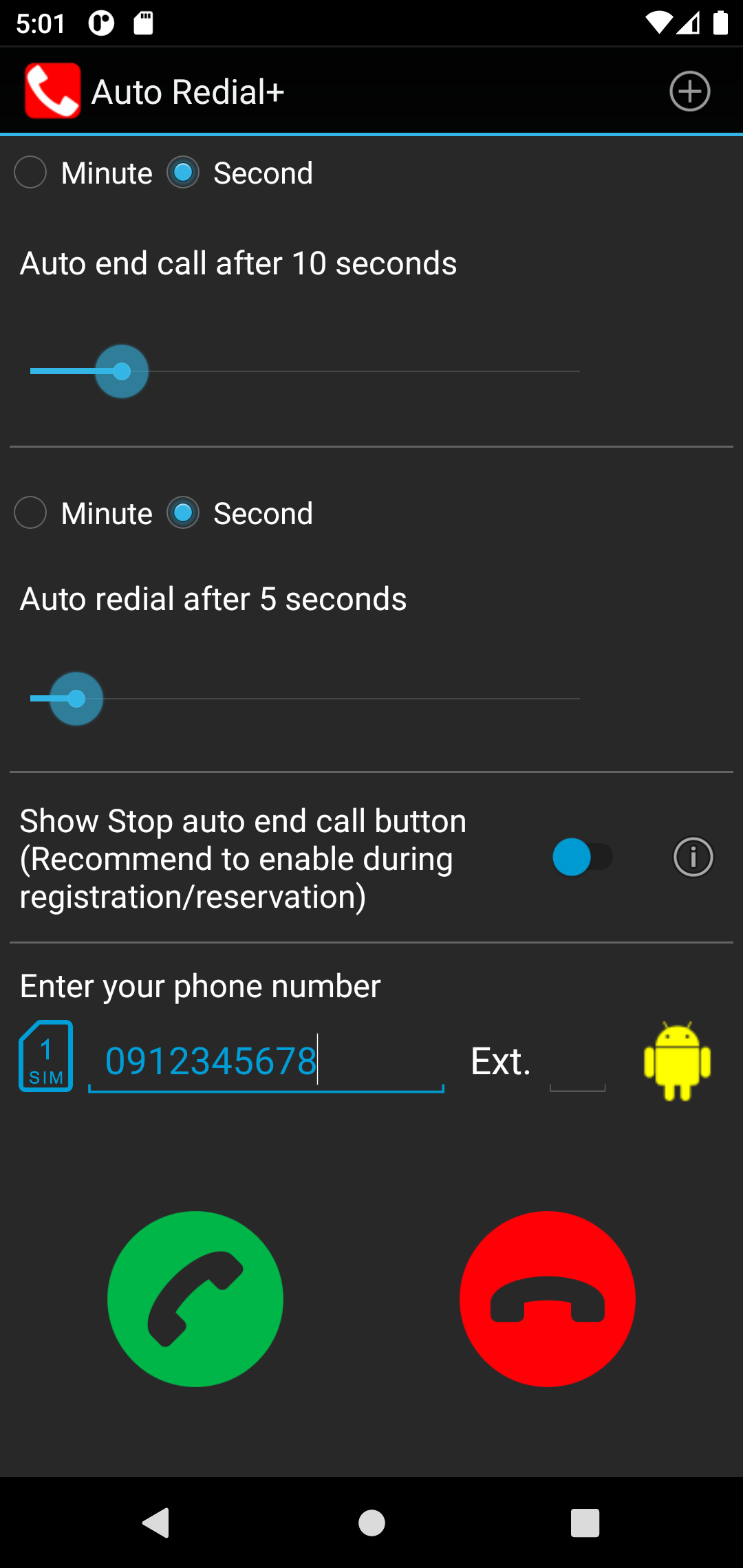 اسکرین شات 1 برنامه Auto Redial | call timer