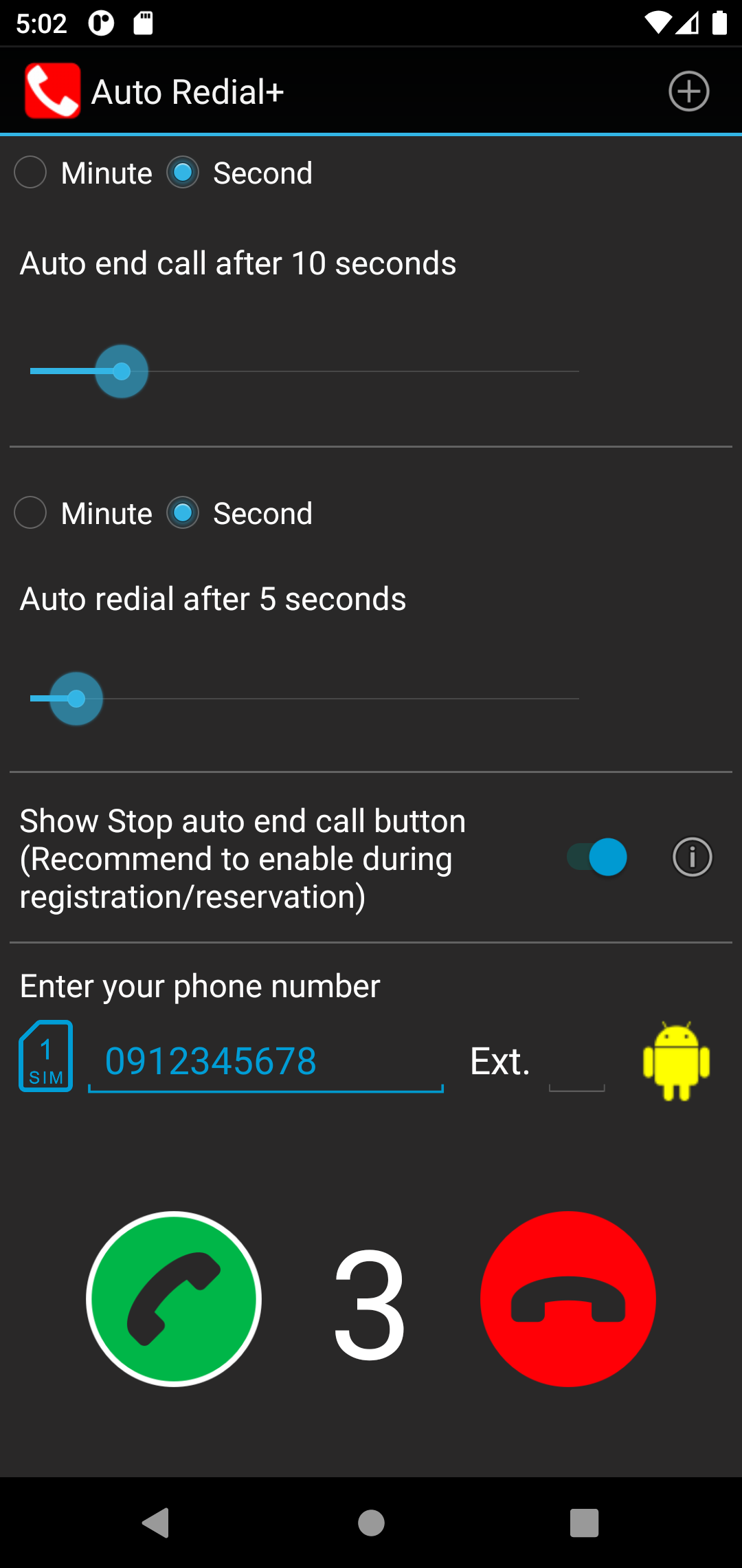 اسکرین شات 2 برنامه Auto Redial | call timer