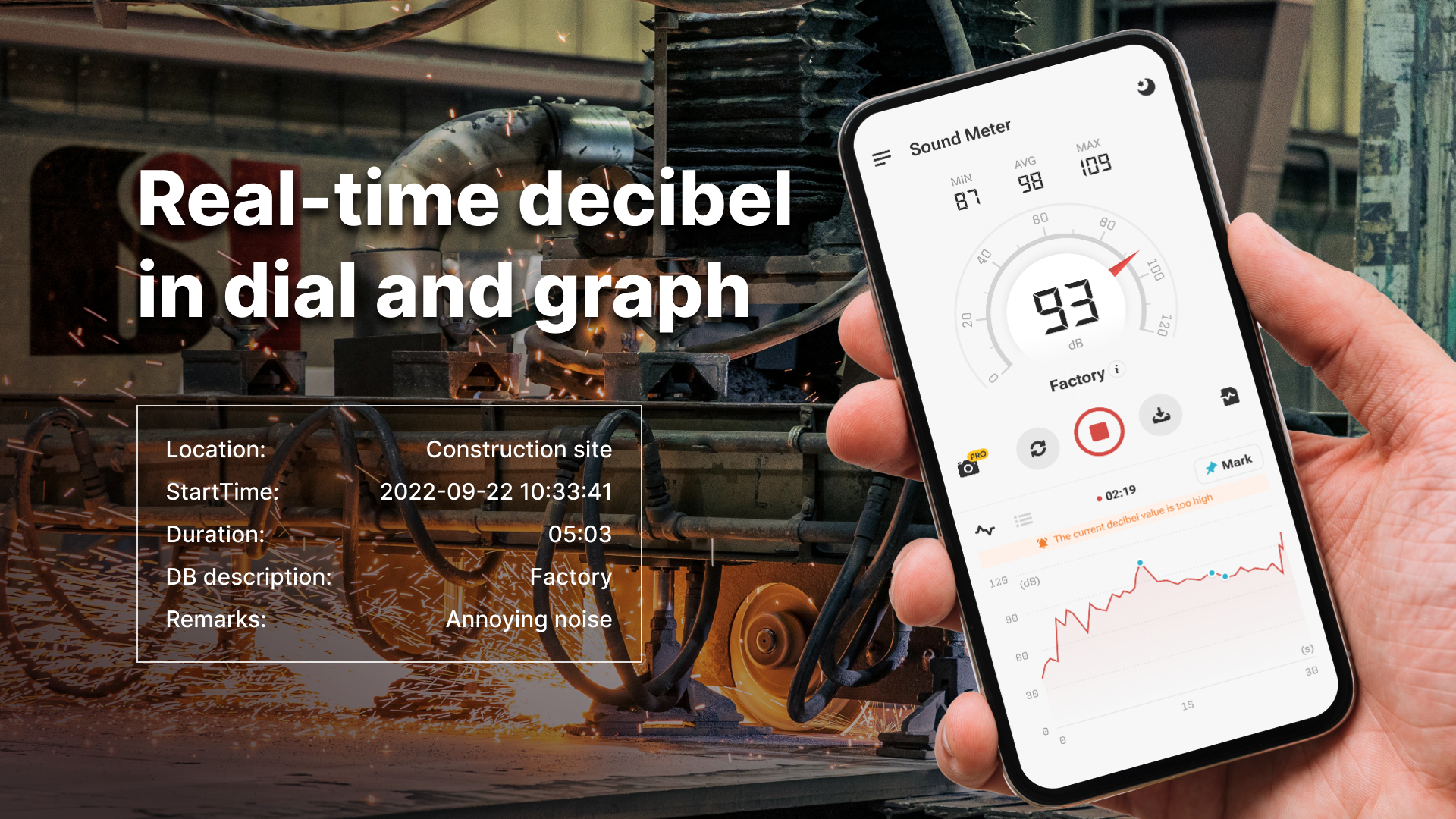 اسکرین شات 1 برنامه Sound Meter & Noise Detector