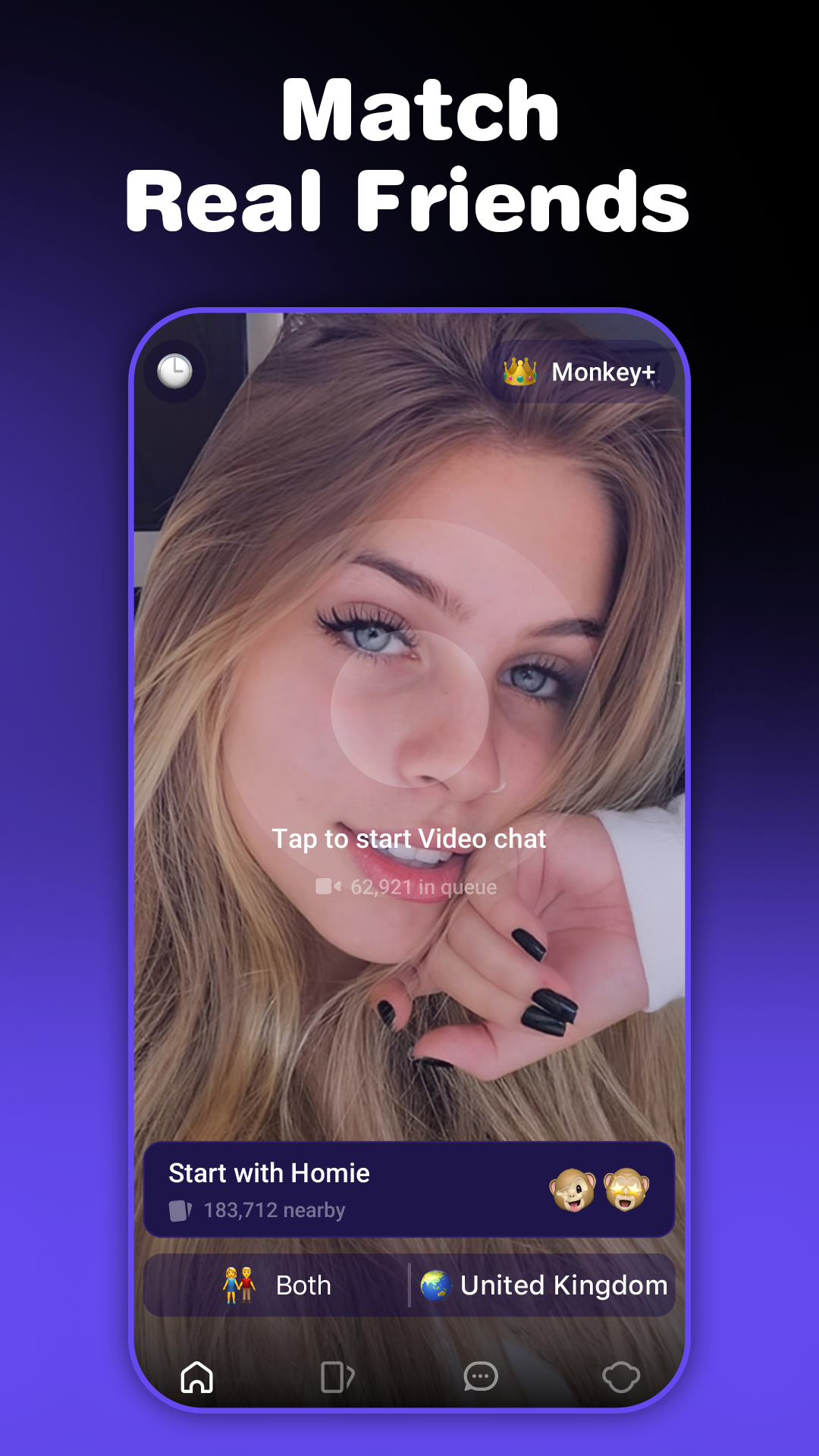 اسکرین شات 4 برنامه Monkey: live video chat & call