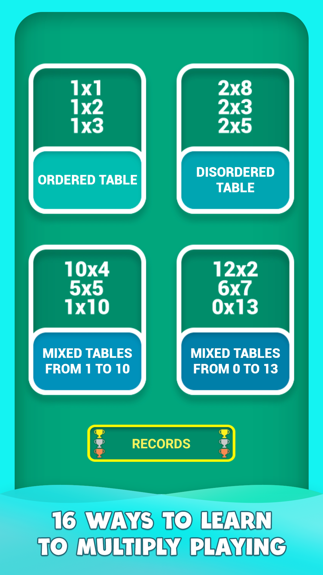 اسکرین شات 1 برنامه Multiplication tables games