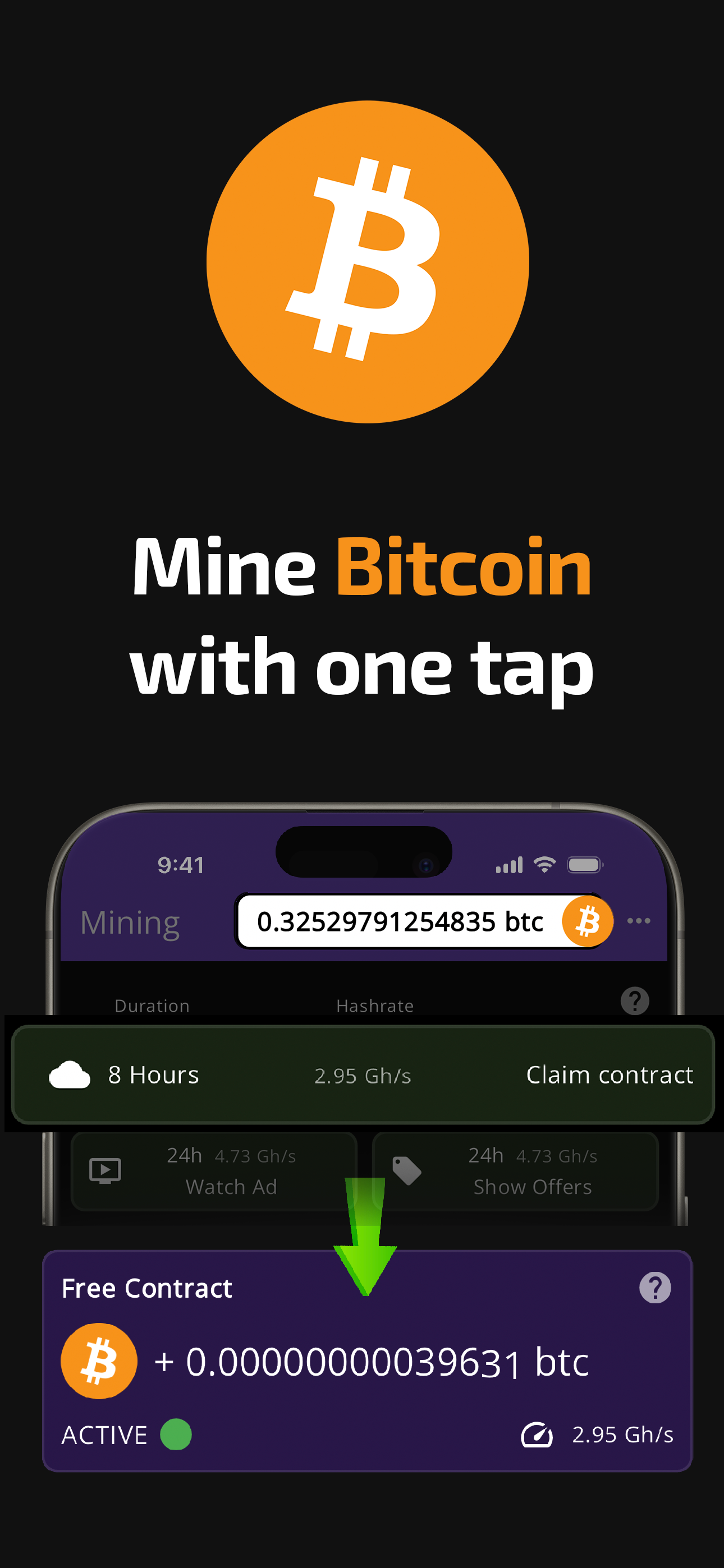 اسکرین شات 1 برنامه Bitcoin Mining (Crypto Miner)