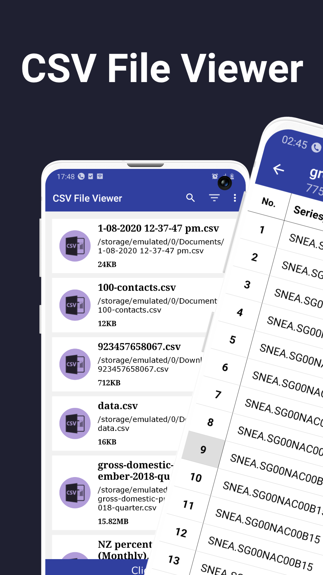 اسکرین شات 1 برنامه CSV File Viewer