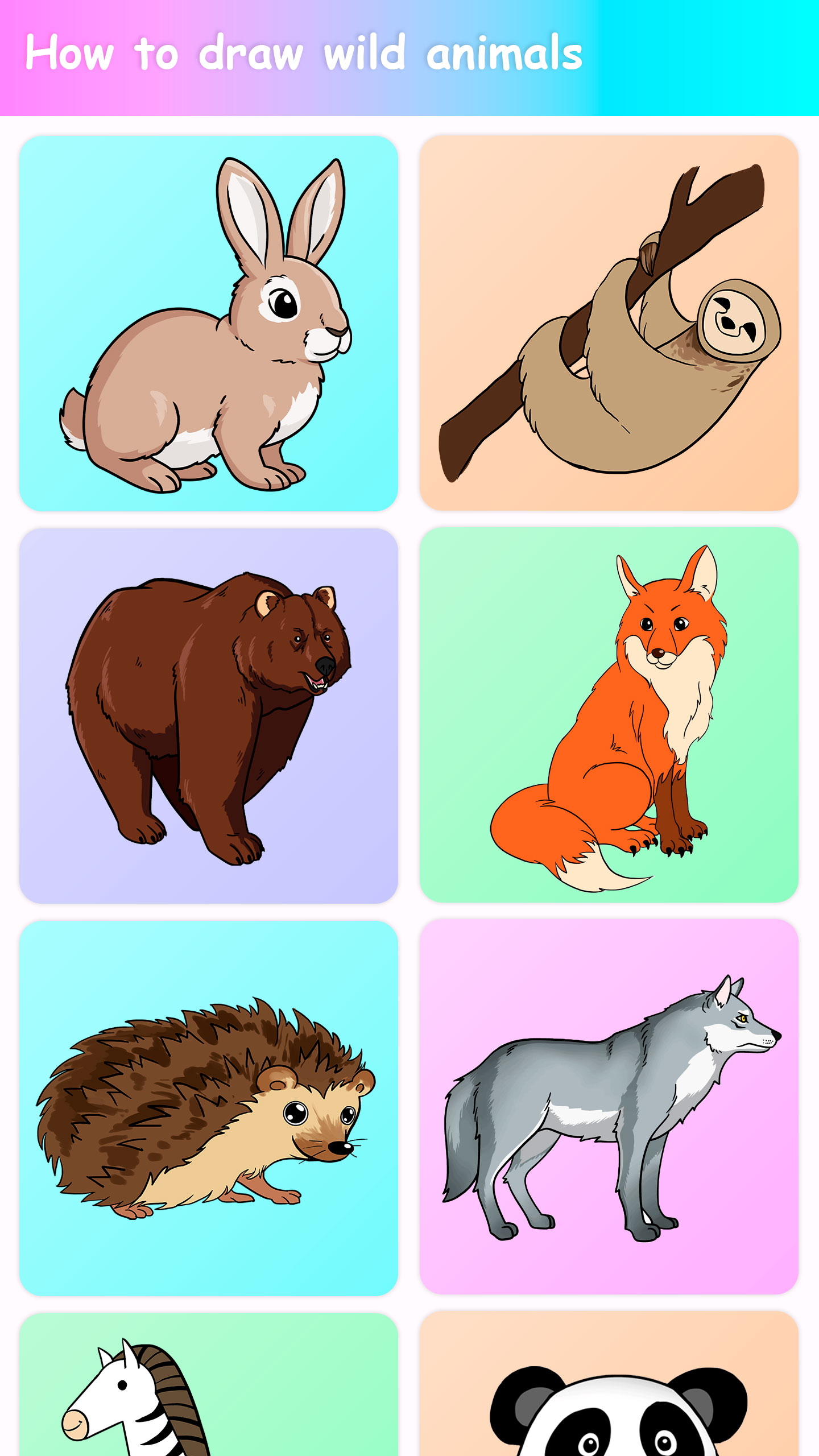 اسکرین شات 5 برنامه How to draw cute animals