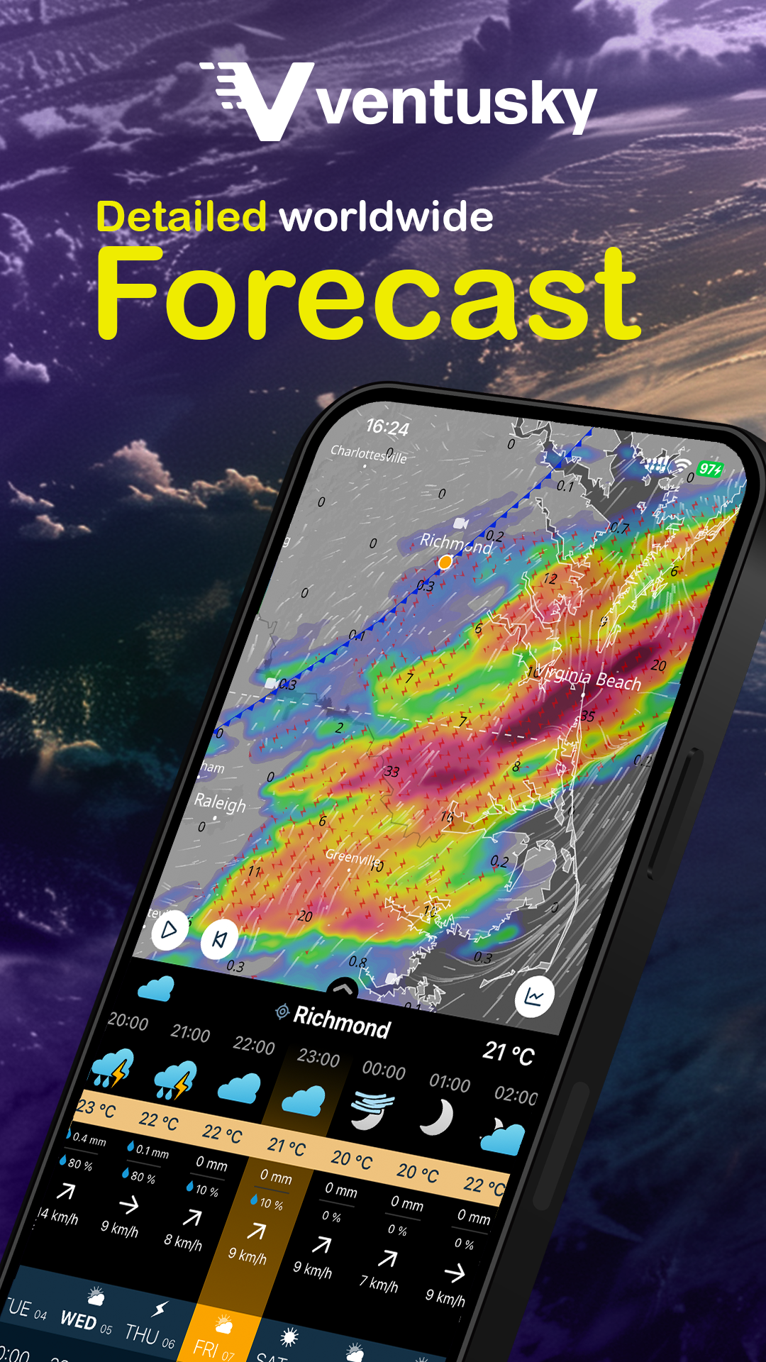 اسکرین شات 1 برنامه Ventusky: Weather & Live Radar