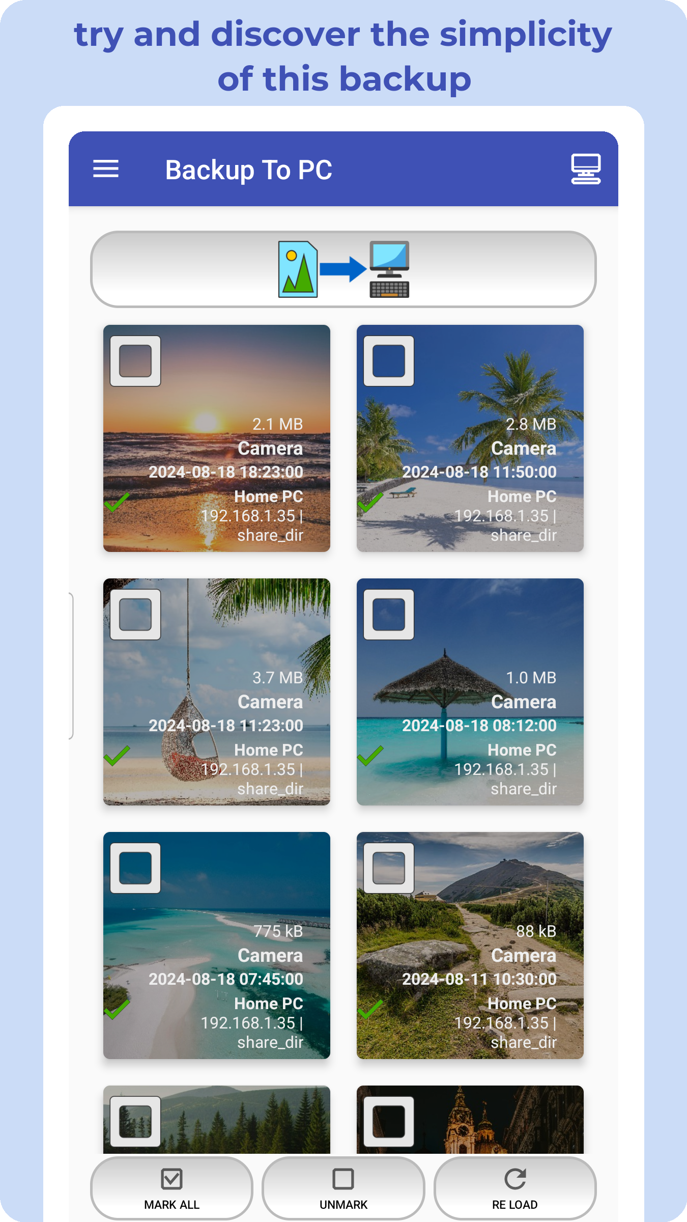 اسکرین شات 8 برنامه Backup Photos To My PC, NAS